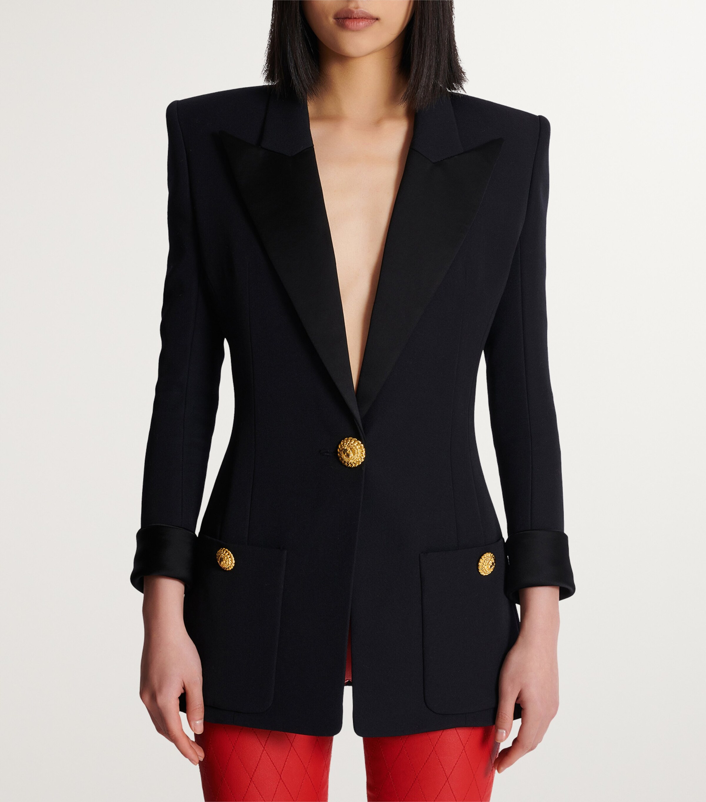 Wool Satin-Lapel Blazer EAP NOIR/NOIR Image 4