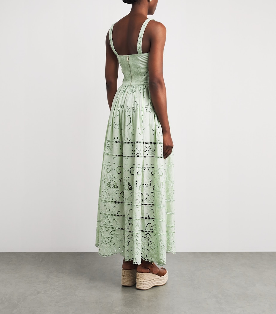 Alice+Olivia Womens Cotton Embroidered Anya Maxi Dress Light Sage Image 4