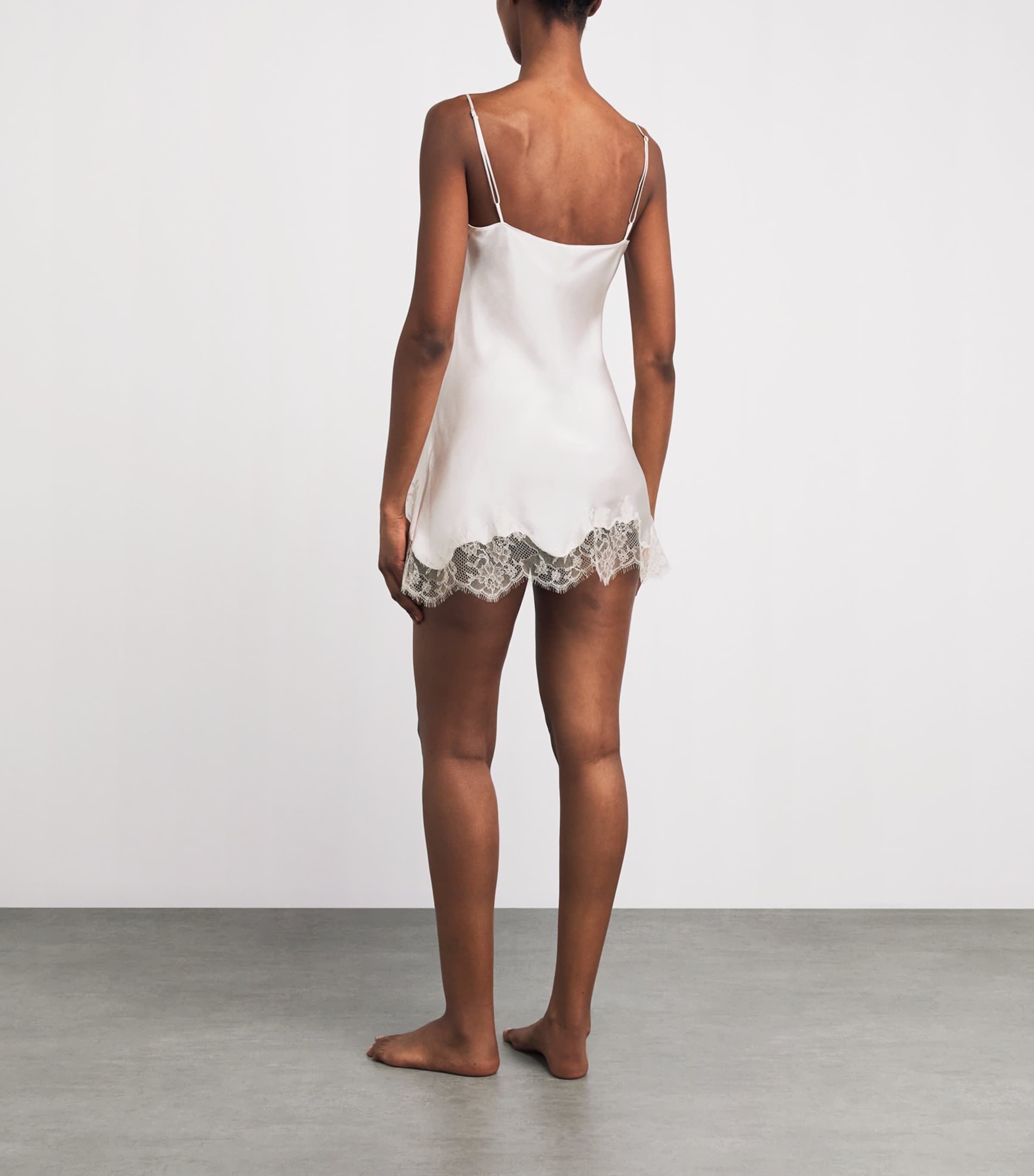 Carine Gilson Womens Silk-Lace Louise Slip Dress Nacre / Nacre Image 4
