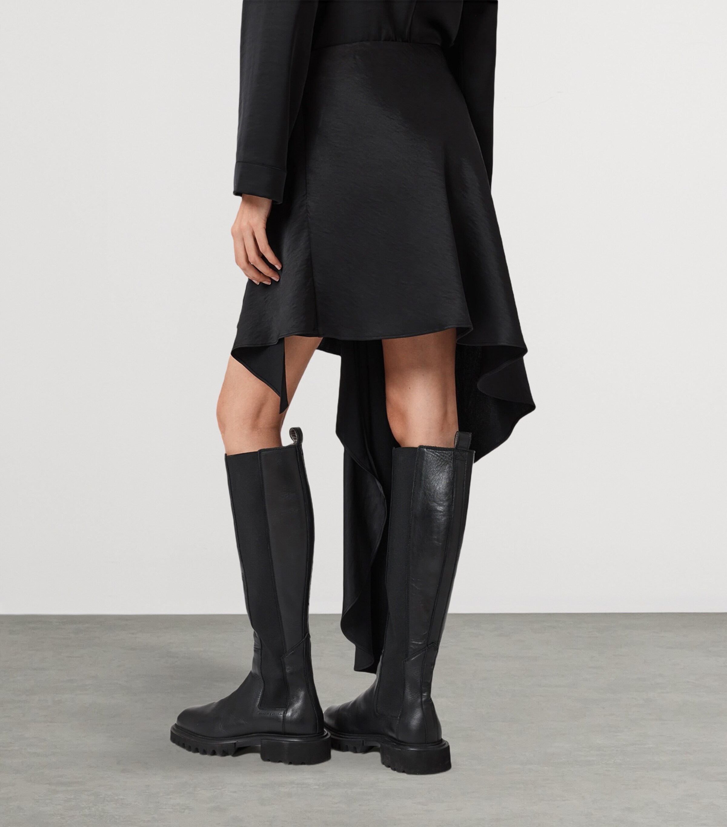 AllSaints Womens Satin Sami Skirt Black Image 6