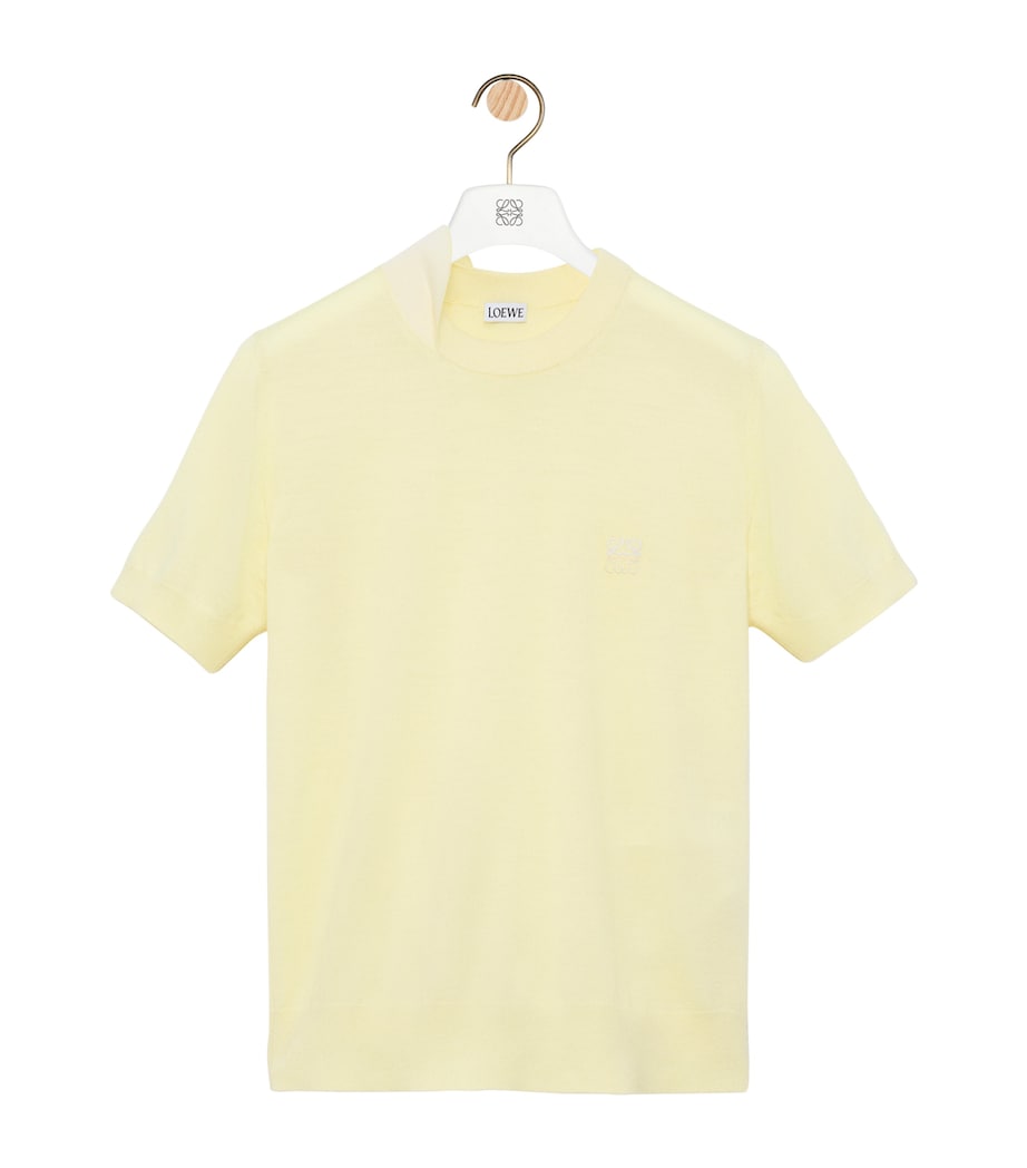 LOEWE Womens Wool-Blend Anagram Top Light Yellow/white Image 1