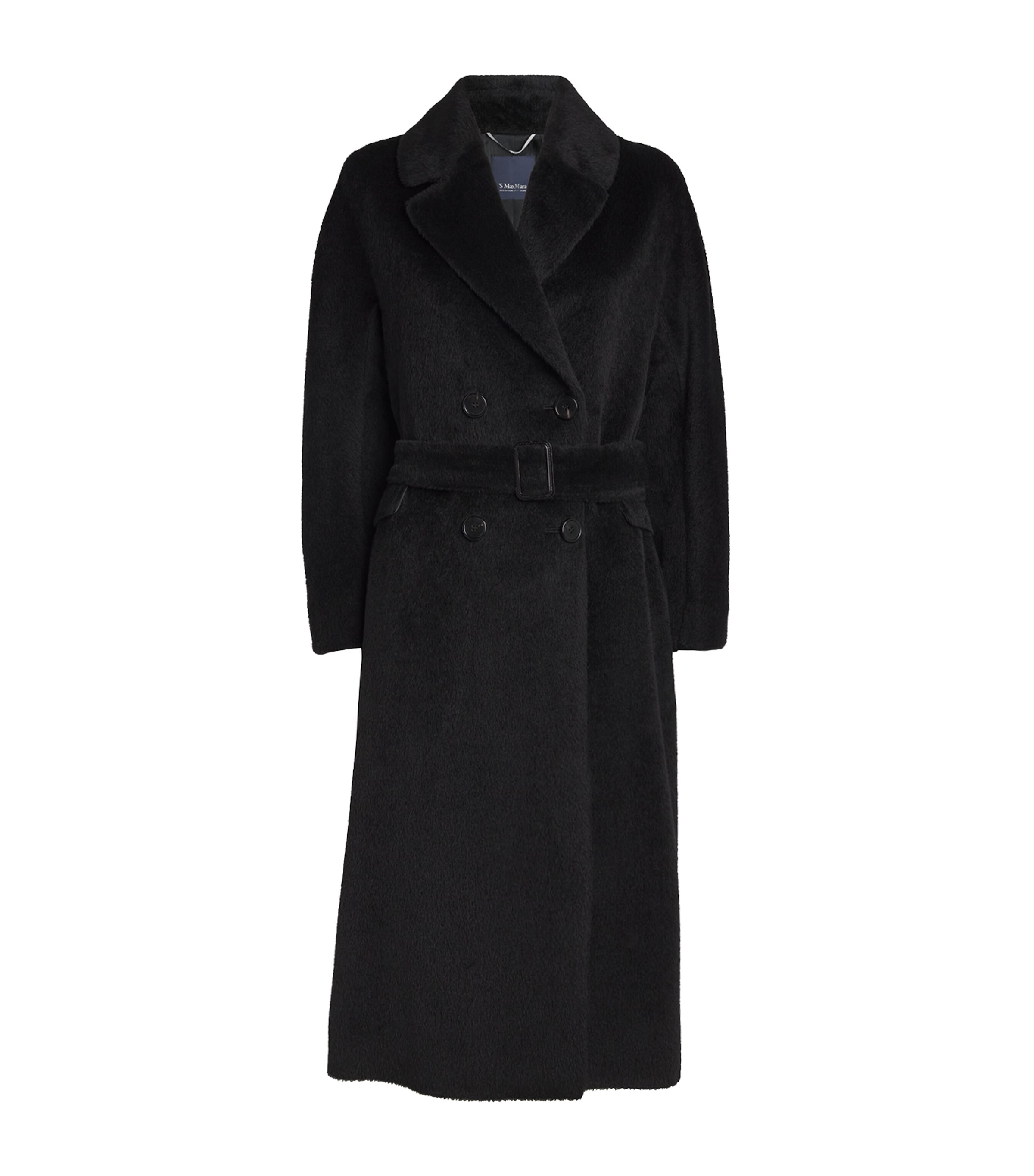 Max Mara Alpaca-wool Belted Coat In Black