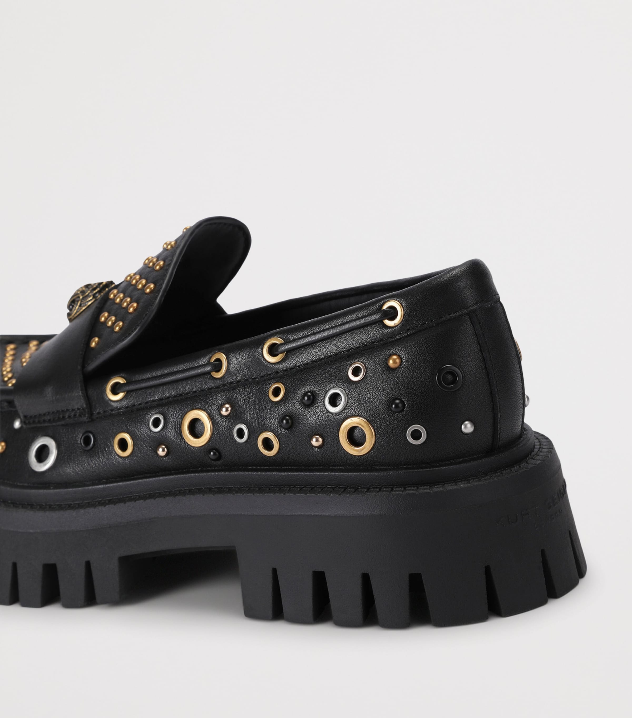 Kurt Geiger London Leather Studded Chunky Loafers Black Image 3