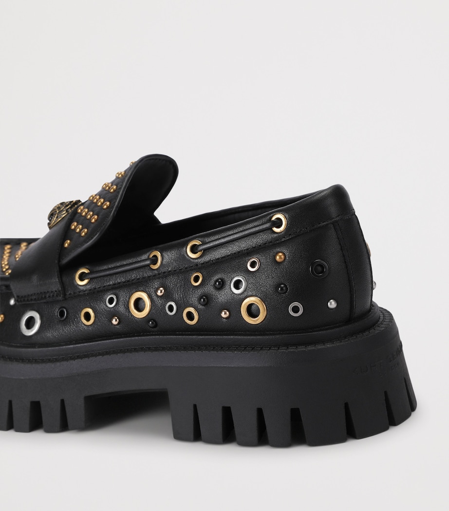Kurt Geiger London Leather Studded Chunky Loafers Black Image 3