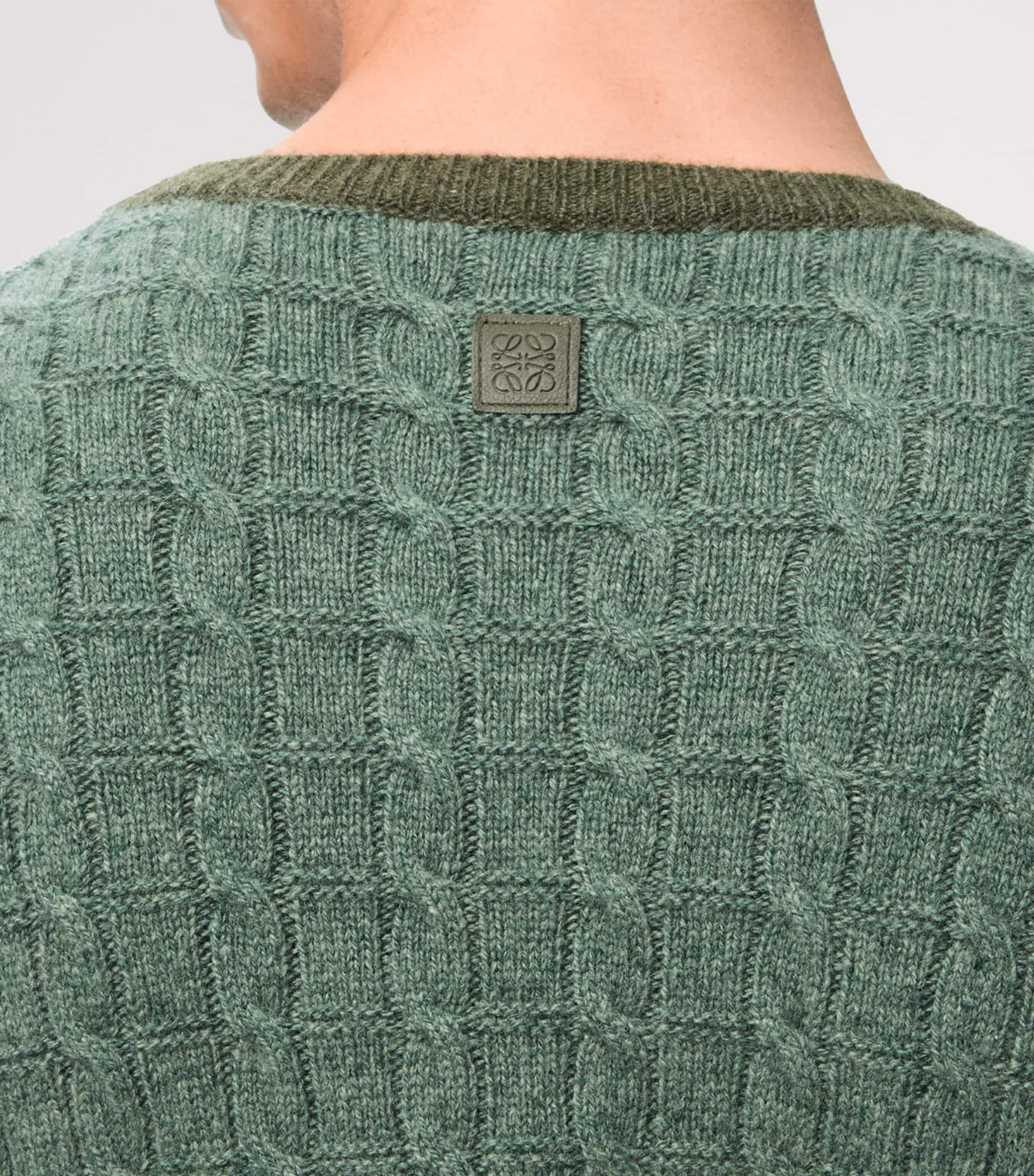 Cashmere-Blend Two-Tone Cable-Knit Sweater LIGHT GREEN Image 5