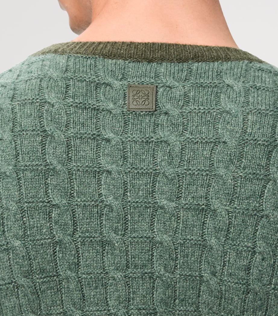 Cashmere-Blend Two-Tone Cable-Knit Sweater LIGHT GREEN Image 5
