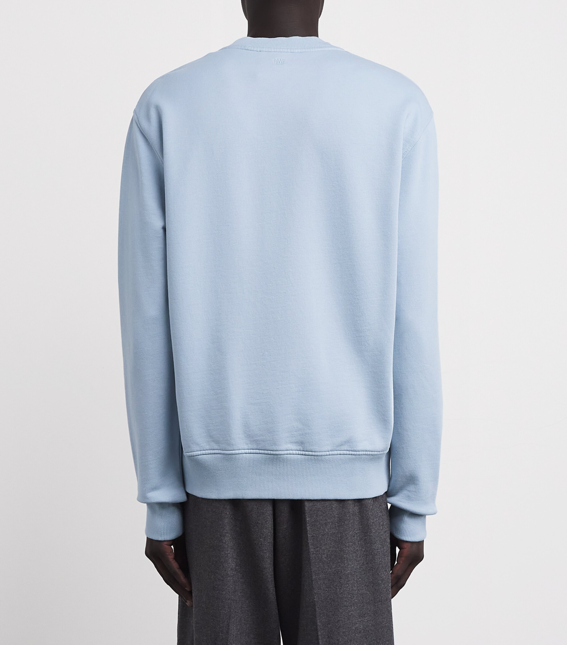 AMI Paris Mens Cotton Logo Sweatshirt Ciel Image 4