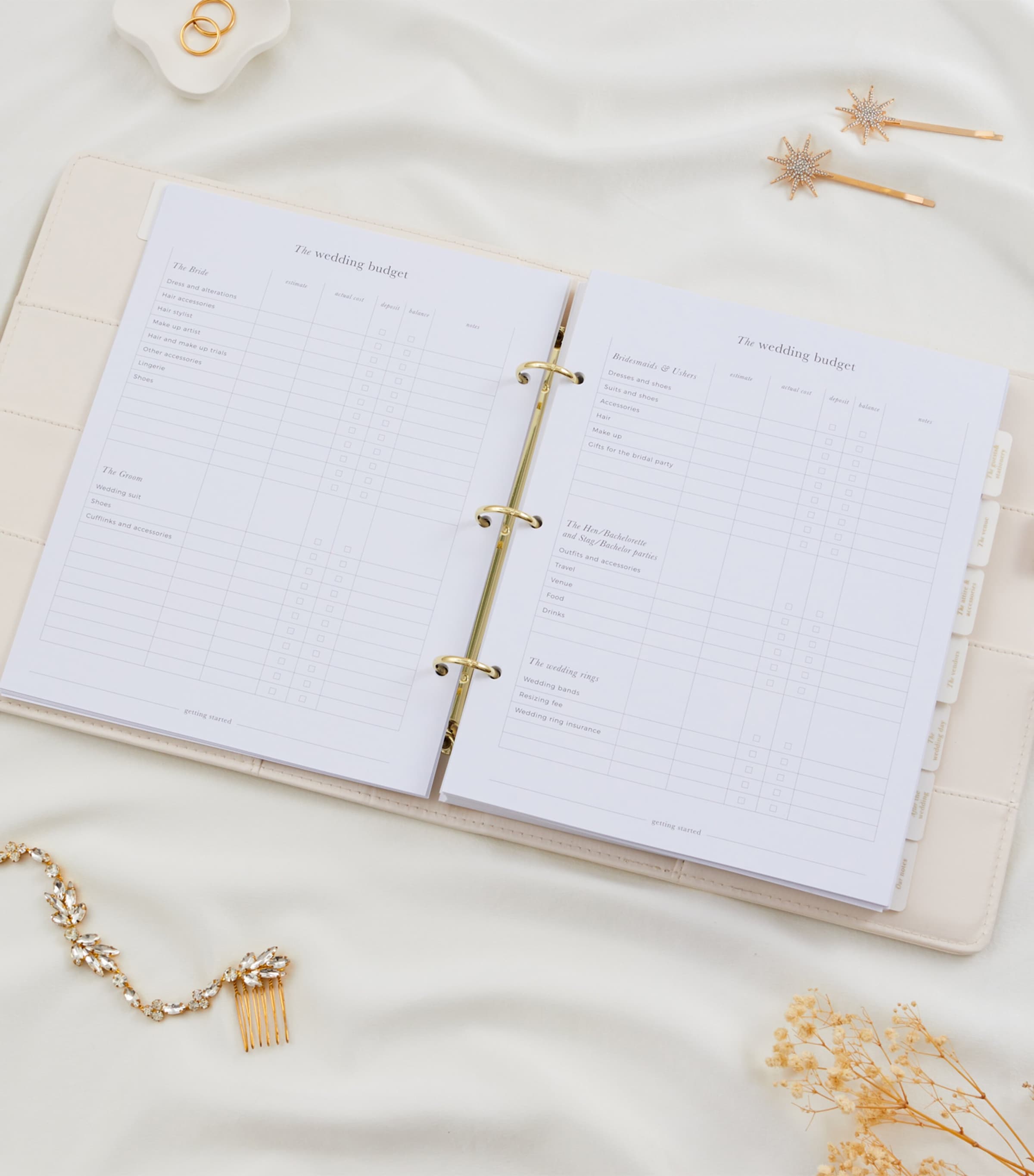 Blush and Gold Our Wedding Planner Binder White, Gold Image 8