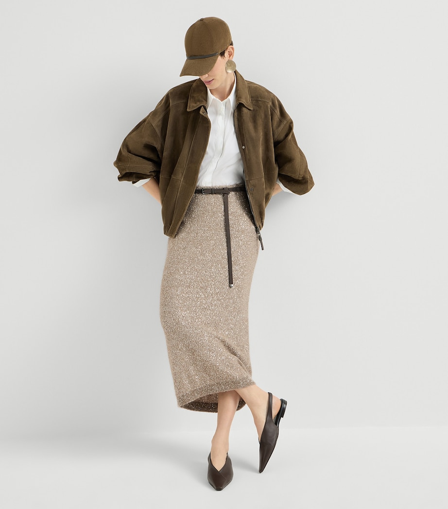 Brunello Cucinelli Womens Sequin Midi Skirt Image 4