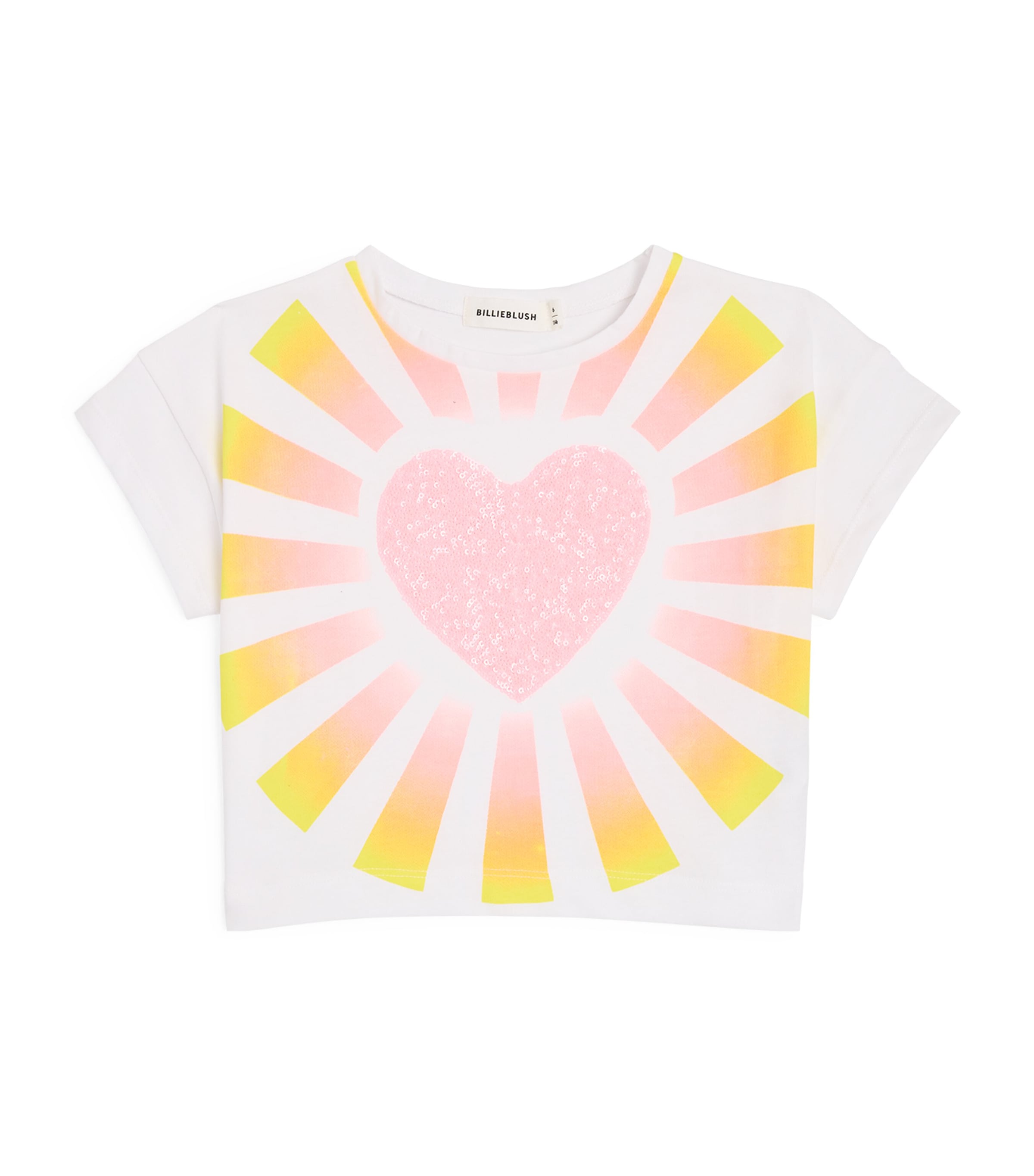 Billieblush Kids' Sequinned Heart Print T-shirt In White