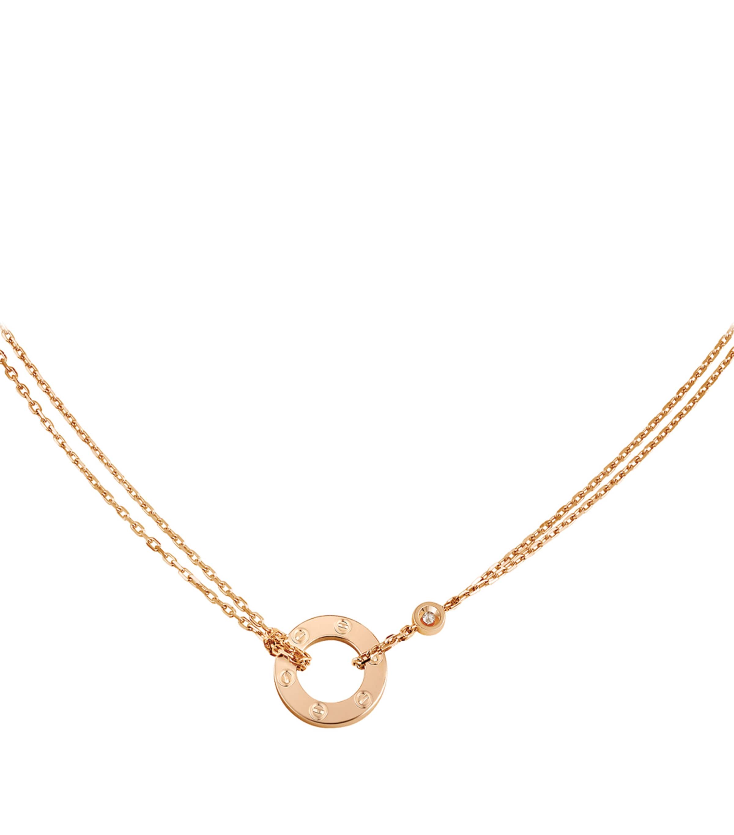 Rose Gold and Diamond LOVE Necklace ROSE GOLD Image 4