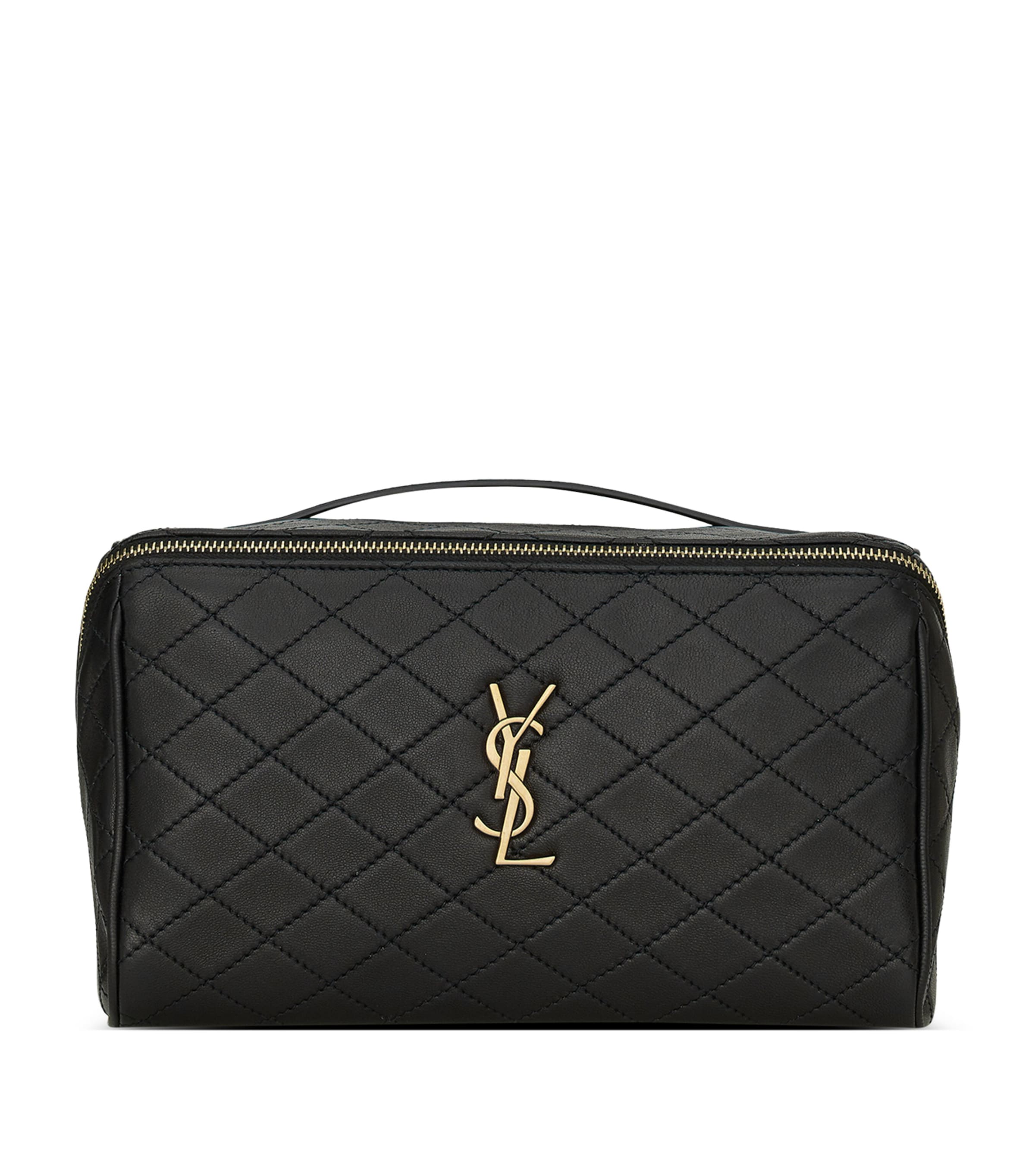 Saint Laurent Gaby Quilted Vanity Case In Black