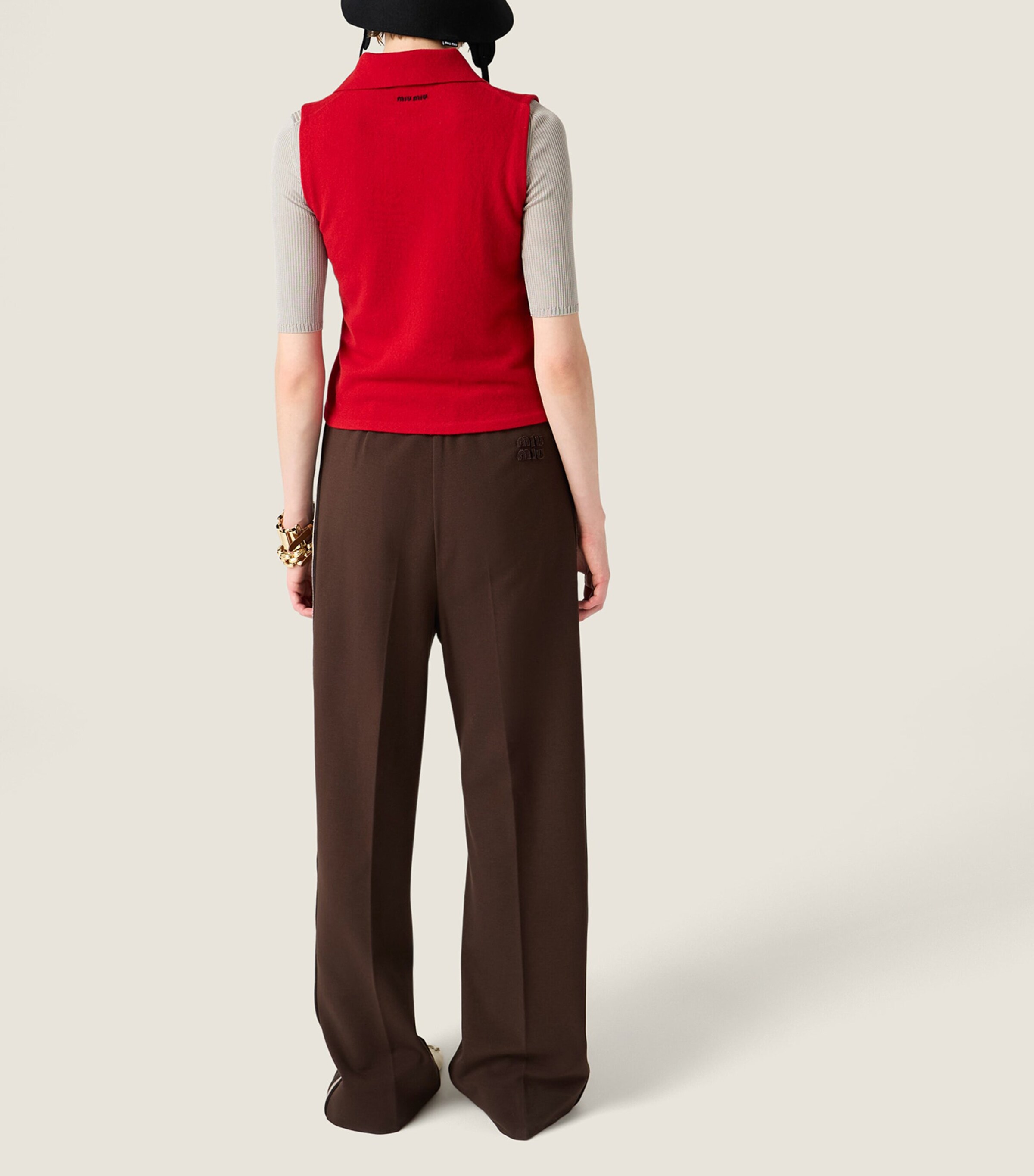 Cashmere Sleeveless Polo Sweater F0011 Image 6