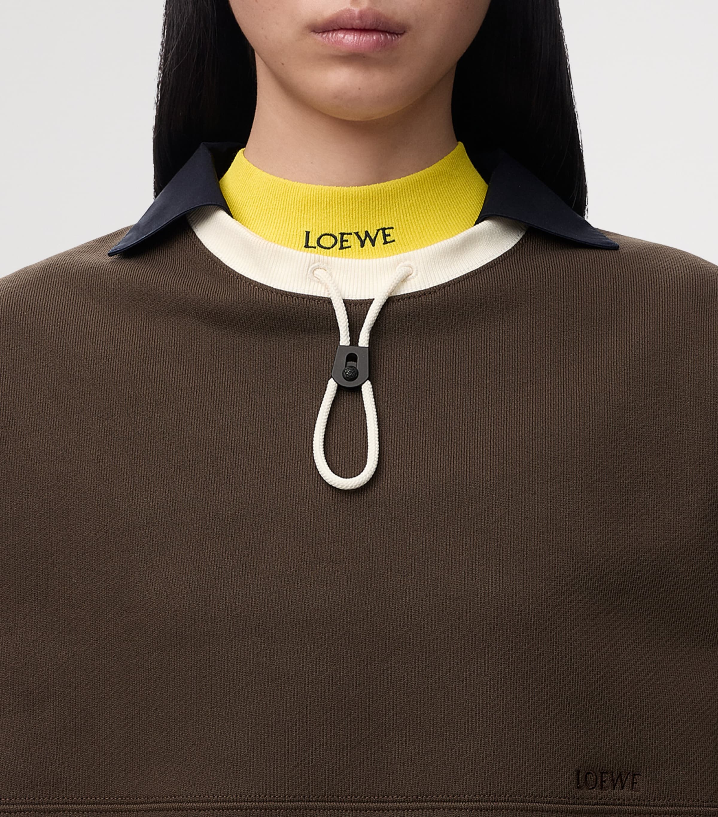 LOEWE Womens Cotton-Blend Drawstring Sweatshirt Brown Image 5