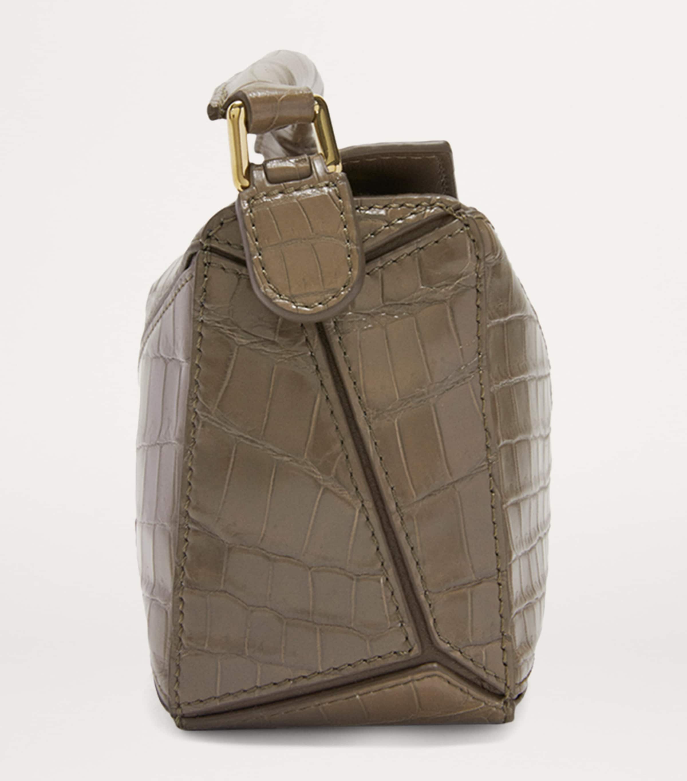 Mini Crocodile Puzzle Top-Handle Bag DARK KHAKI GREEN Image 4