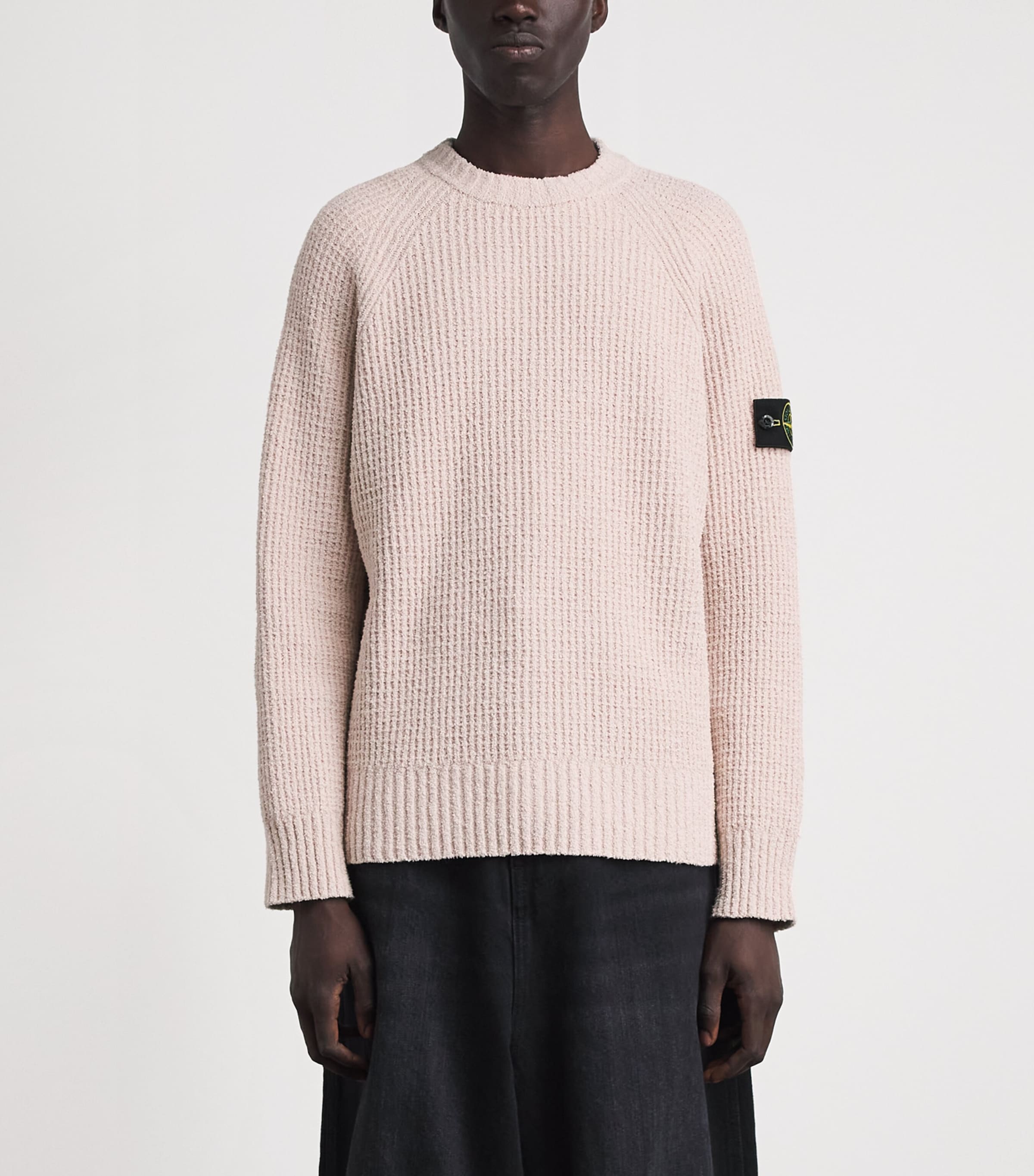 Stone Island Mens Bouclé Compass Patch Sweater Image 4