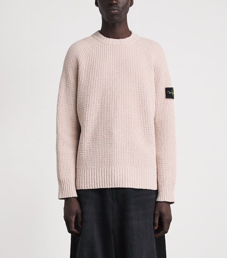 Stone Island Mens Bouclé Compass Patch Sweater Image 4