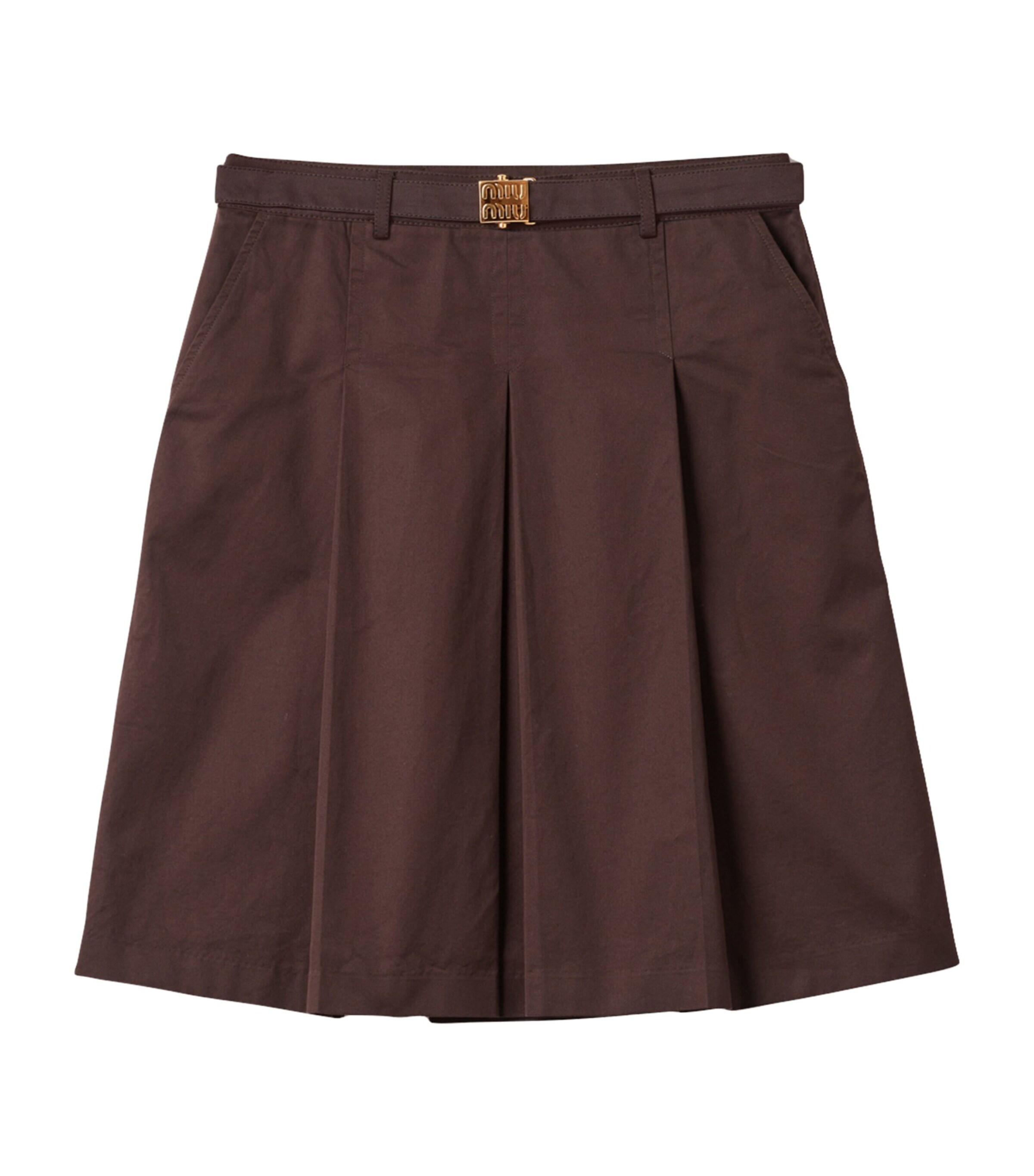 Miu Miu Brown Cotton Gabardine Midi Skirt | Harrods DE