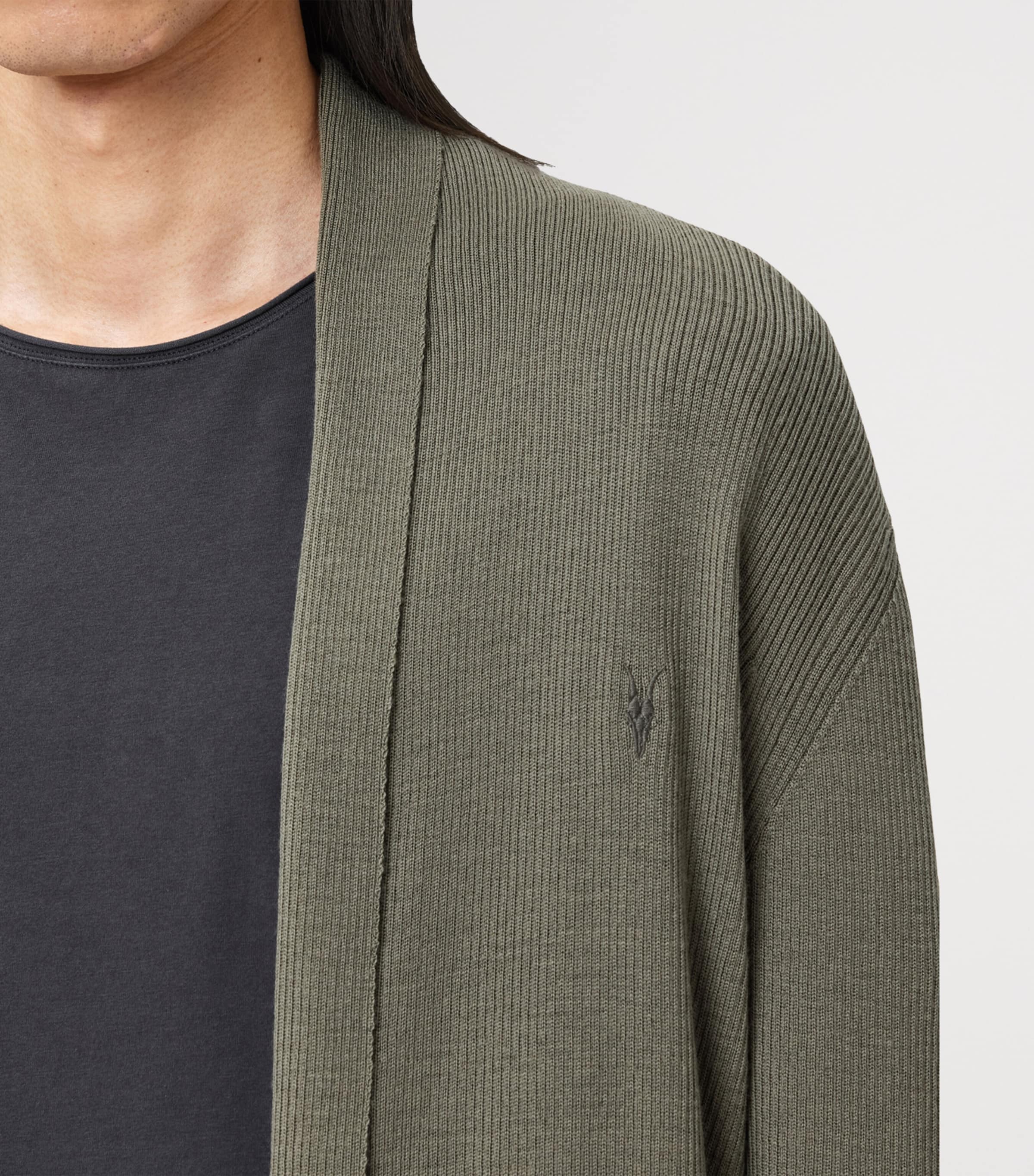 Merino Wool Mode Cardigan DUSKY GREEN Image 5