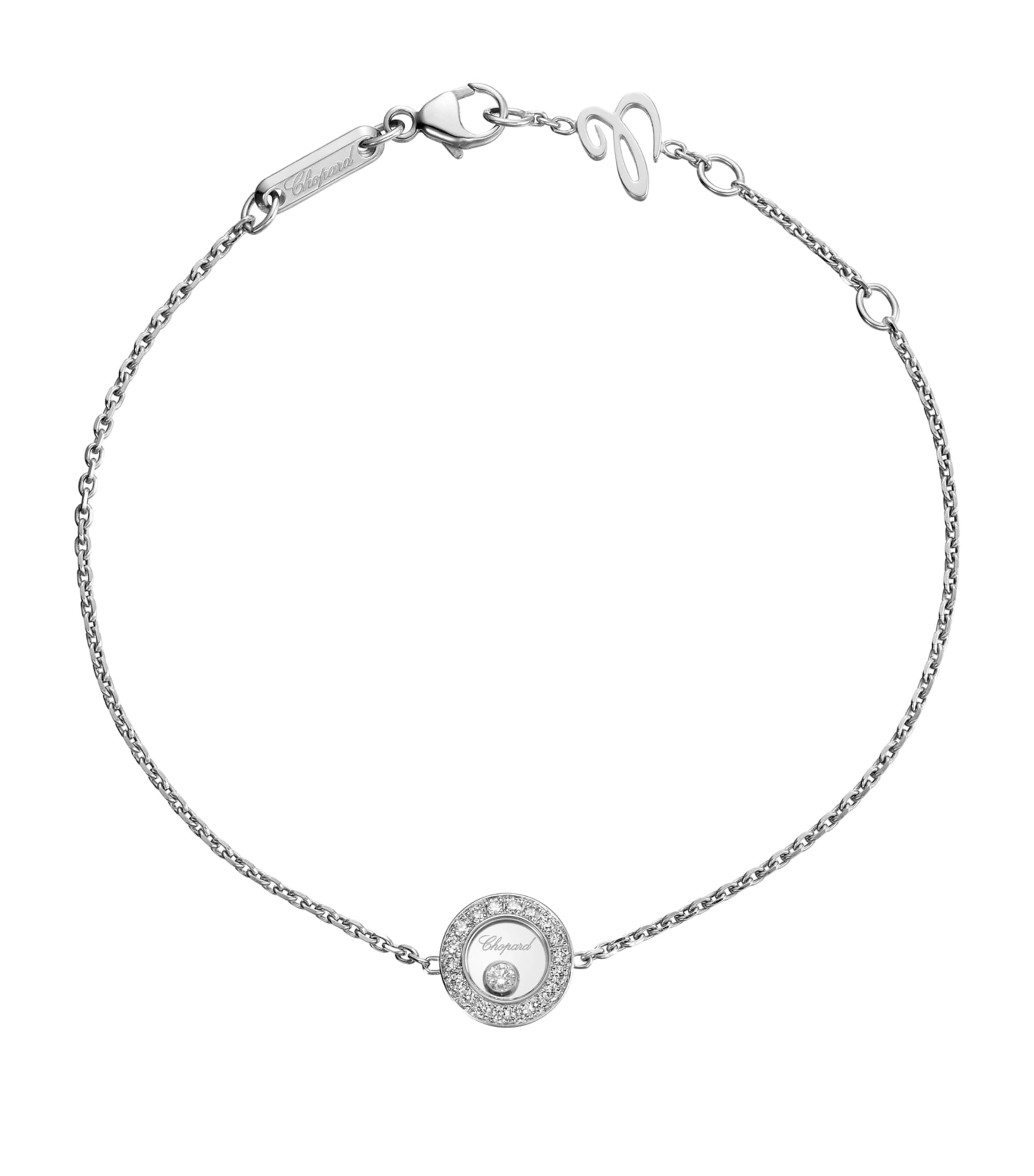 Chopard White Gold And Diamond Happy Diamonds Icons Pavé Bracelet In Gold