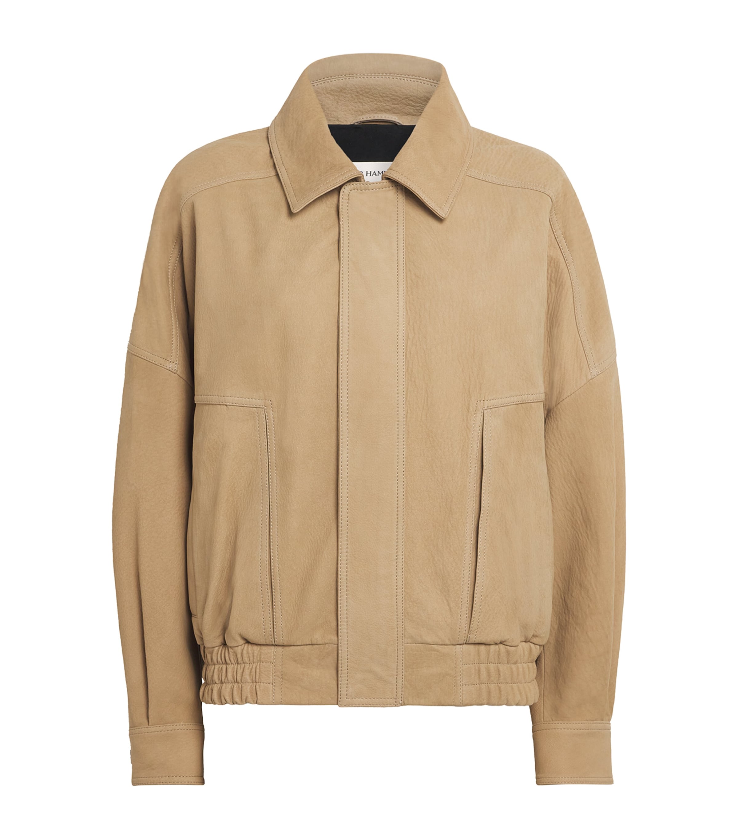 Nour Hammour Suede Dalma Bomber Jacket In Neutral