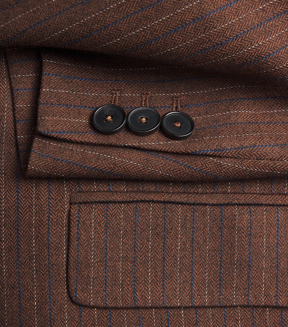 Pinstripe Sharp Shoulder Blazer TOFFEE Image 5