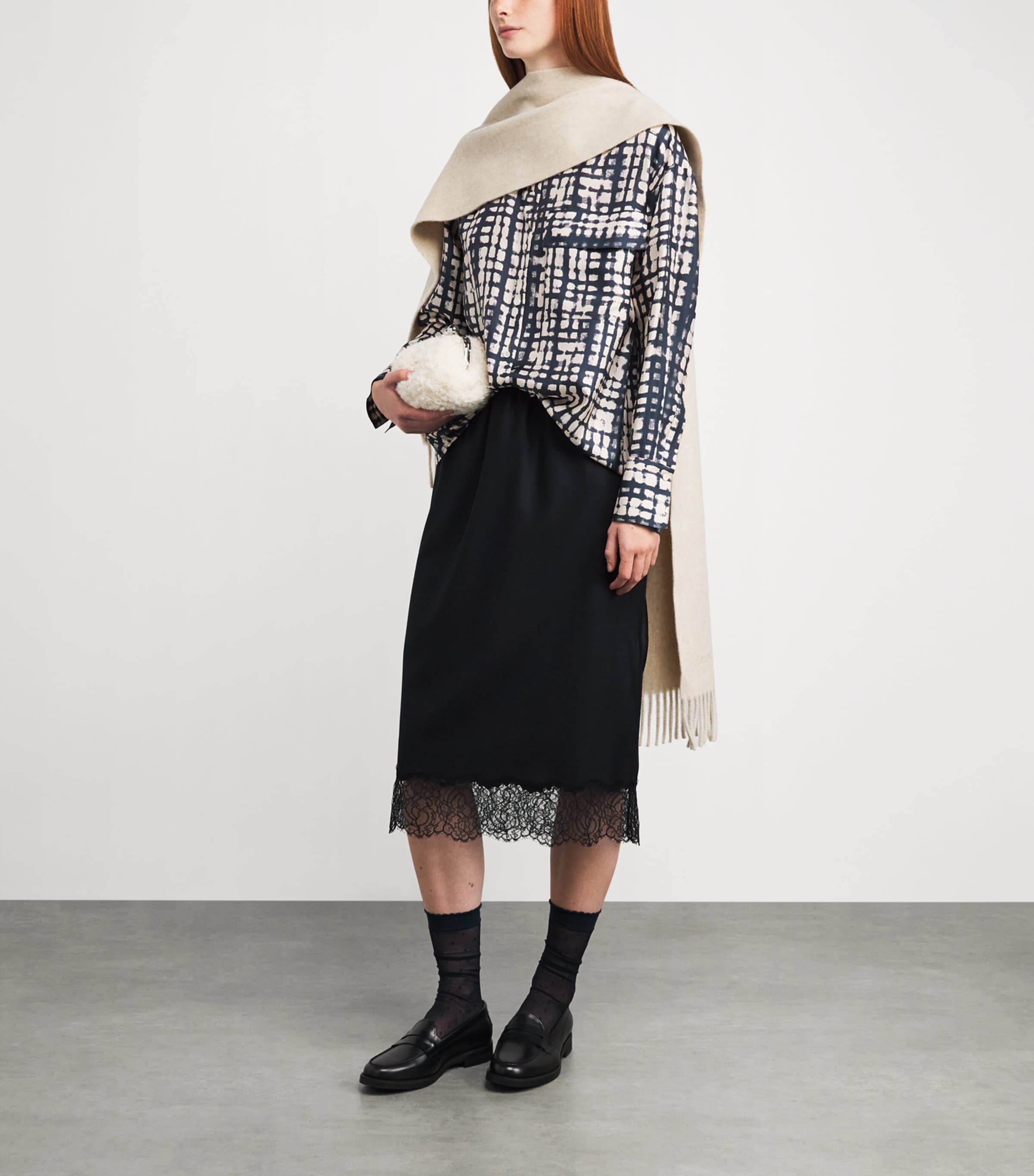 Silk Twill Printed Shirt WHITE Image 2