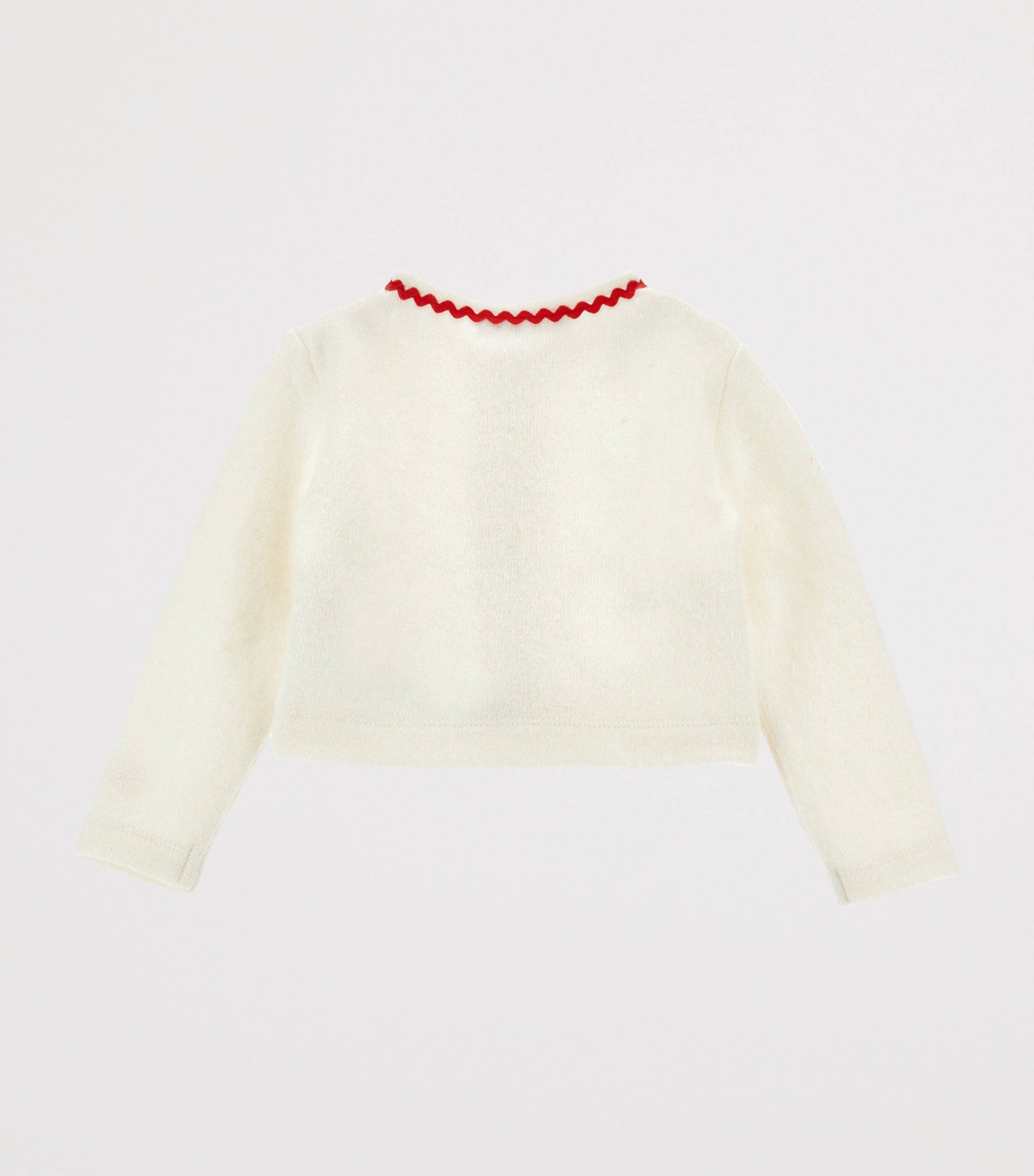 Wool-Blend Heart-Embroidery Cardigan (6-36 Months) ECRU Image 3