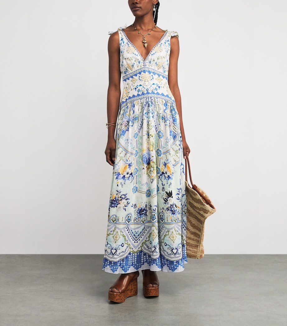 Linen-Silk Tie Shoulder Dress MY HOMESPUN HRT HMHR Image 2