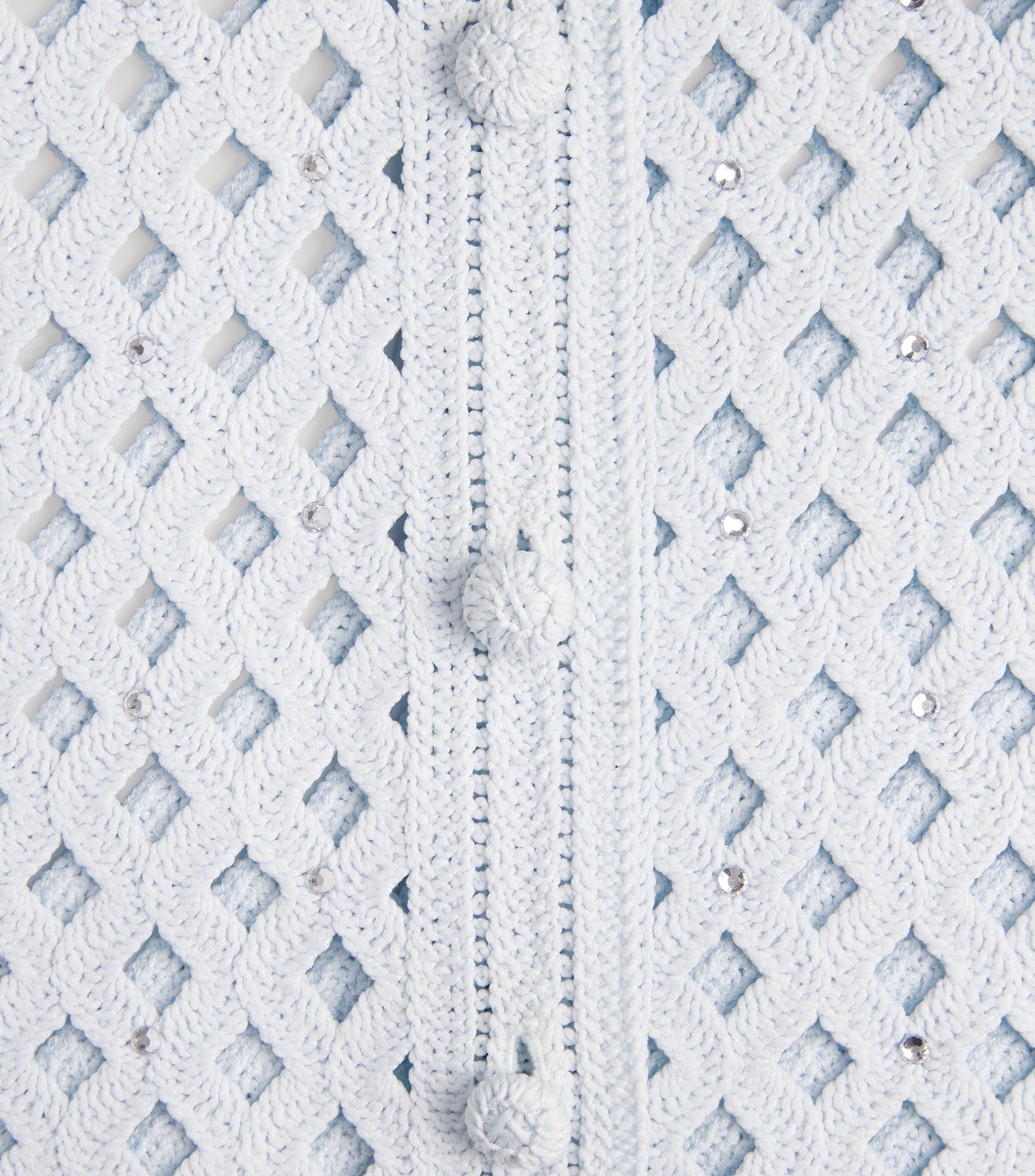 Maje Womens Embellished Crochet Cardigan Blue Sky Image 6