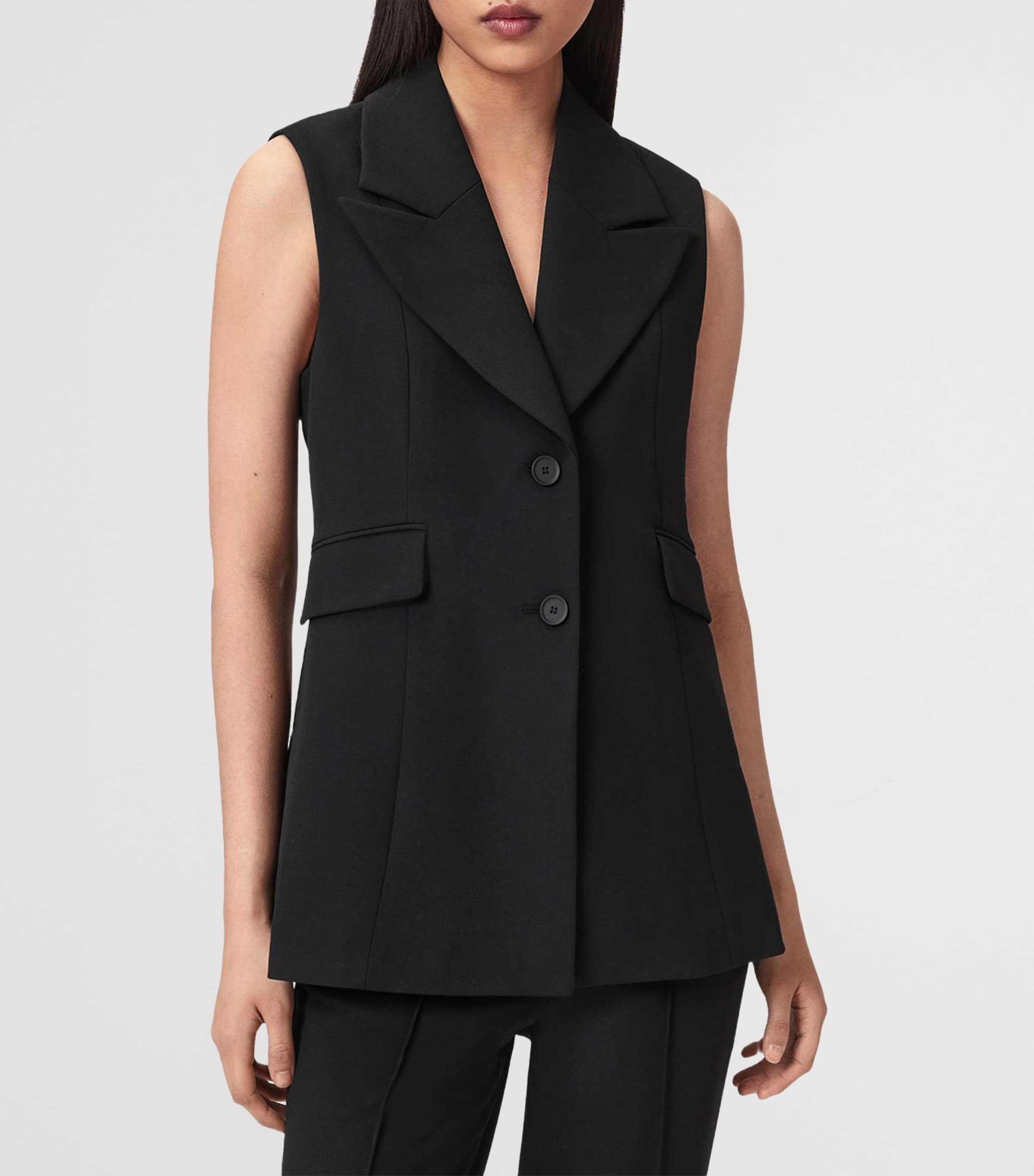 AllSaints Womens Astra Tailored Waistcoat Black Image 3