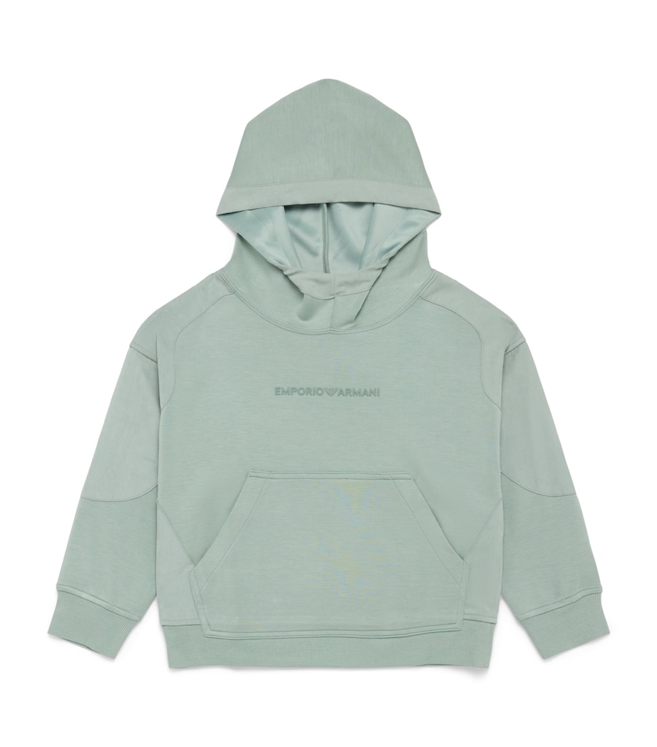 Emporio Armani Kids Cotton Logo Hoodie (4-16 Years) Iceberg Green Image 1