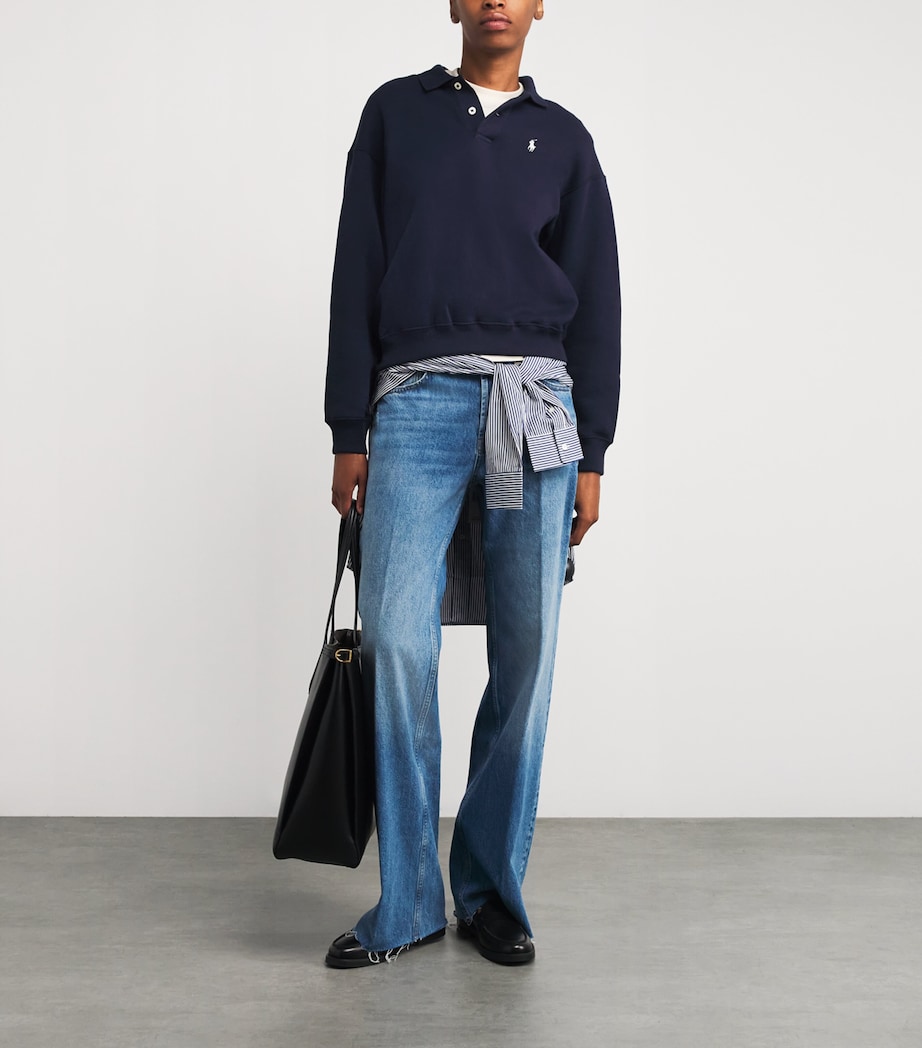 Fleece Polo-Collar Sweatshirt HUNTER NAVY Image 2