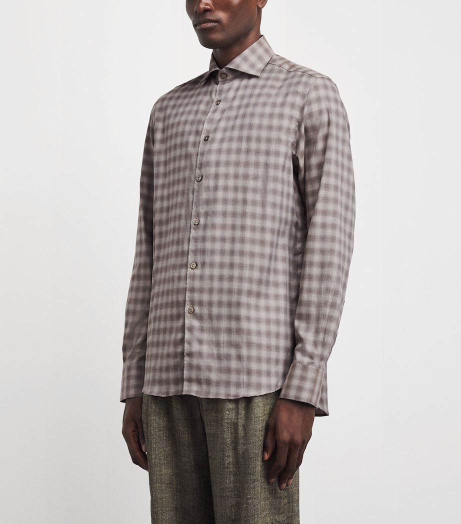 Canali Mens Cotton Blurred Check Shirt Multi Image 4