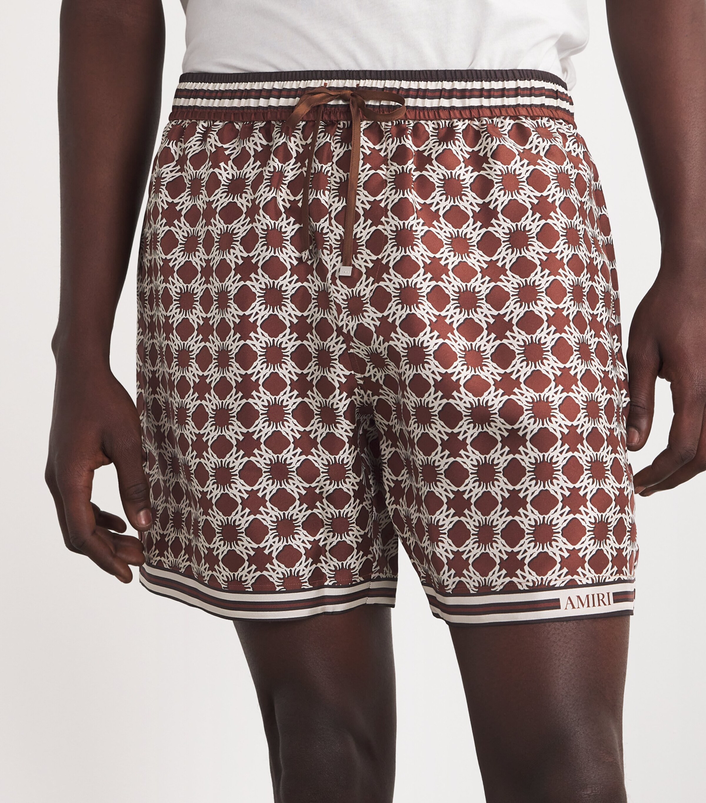AMIRI Mens Silk Logo Shorts Chocolate Image 6