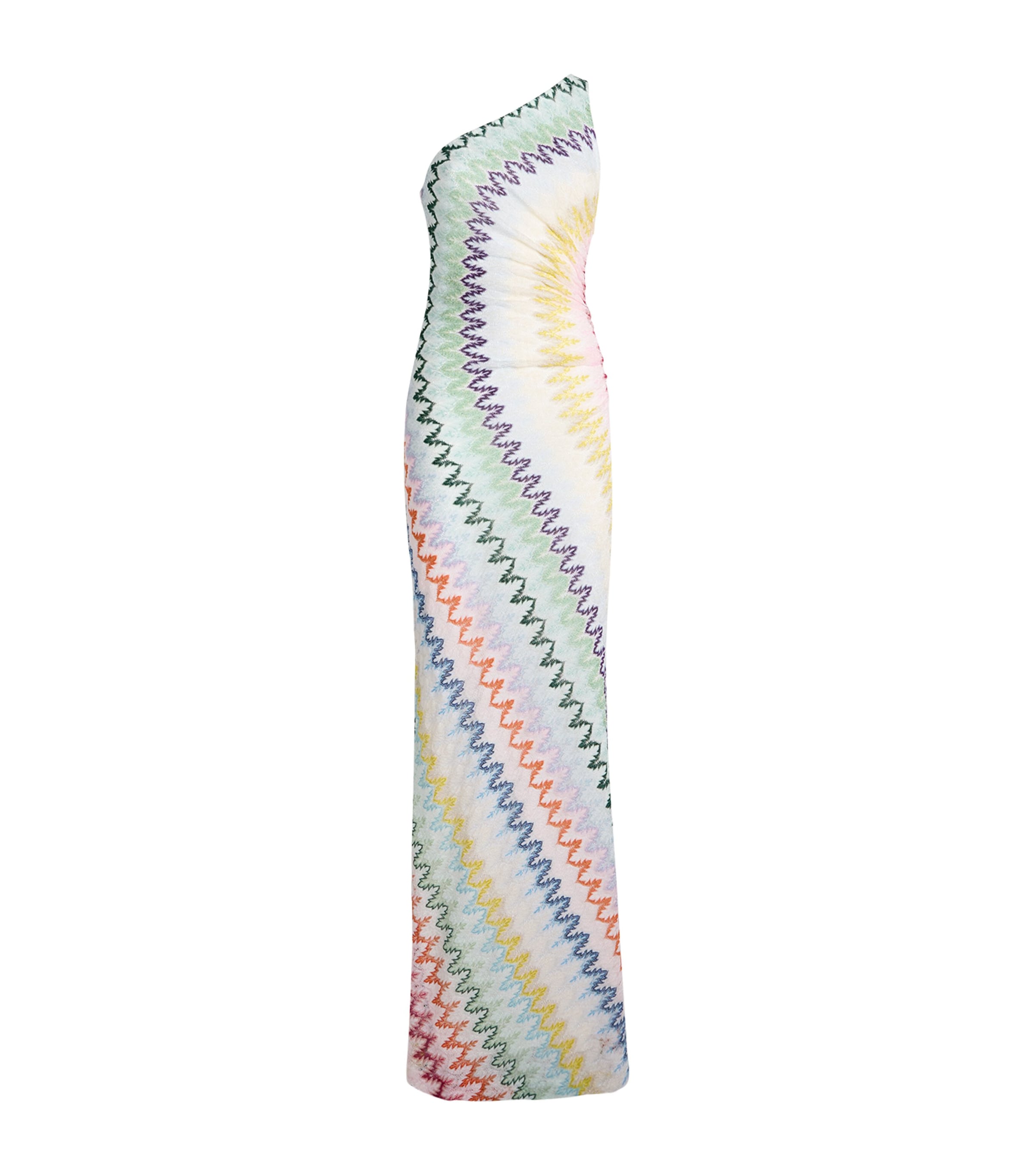 Missoni Womens One-Shoulder Zigzag Maxi Dress Mlti/white Bse Image 1