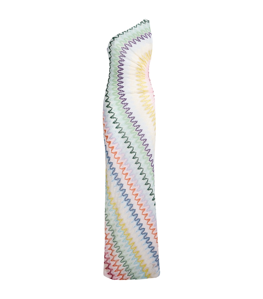 Missoni Womens One-Shoulder Zigzag Maxi Dress Mlti/white Bse Image 1