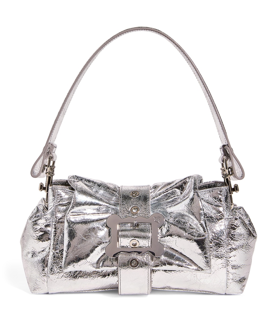 Metallic Leather Hazel Top-Handle Bag Q401 SILVER Image 1