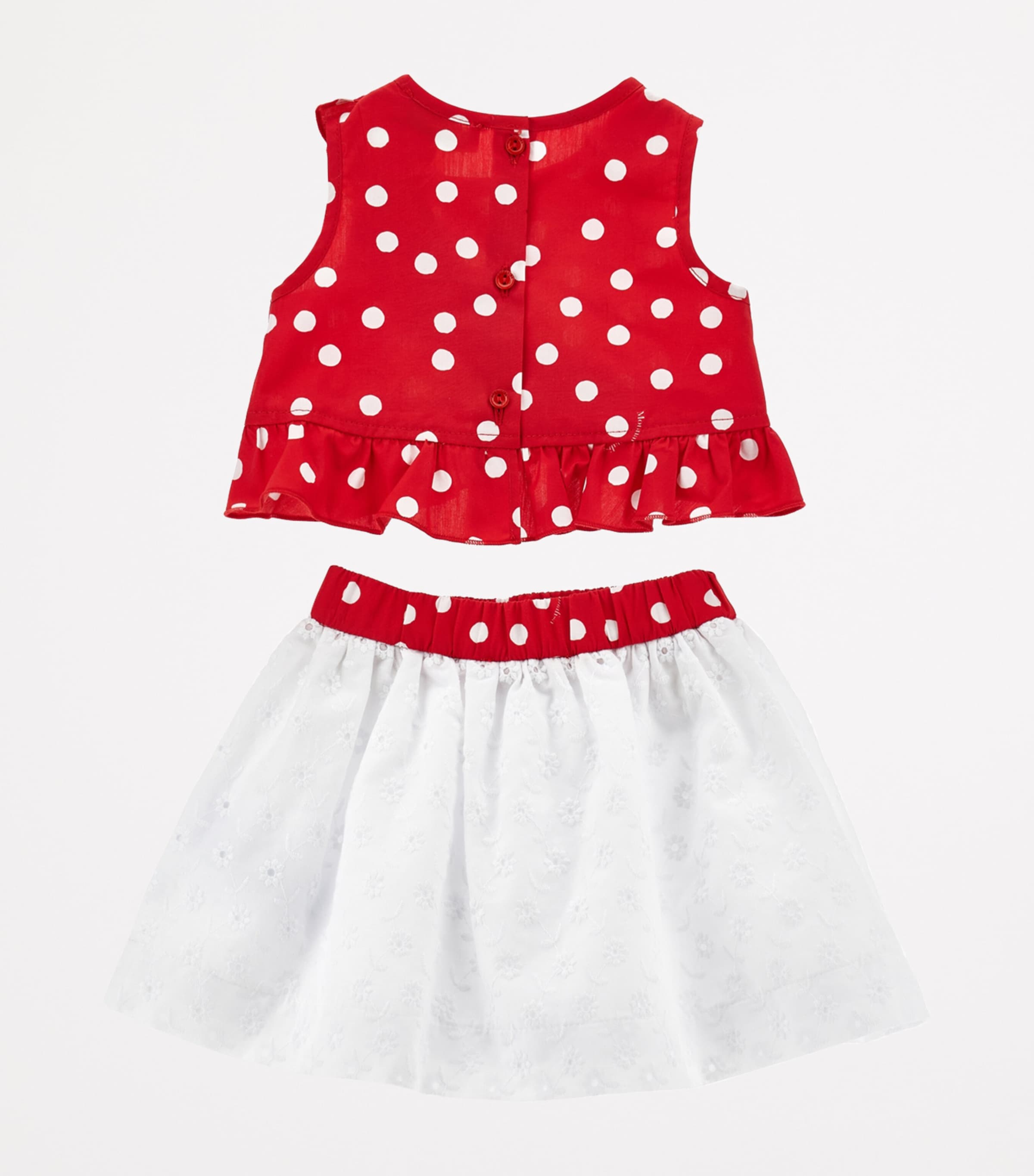 Cotton Top and Skirt Set (3-36 Months) ROSSO + BIANCO Image 2
