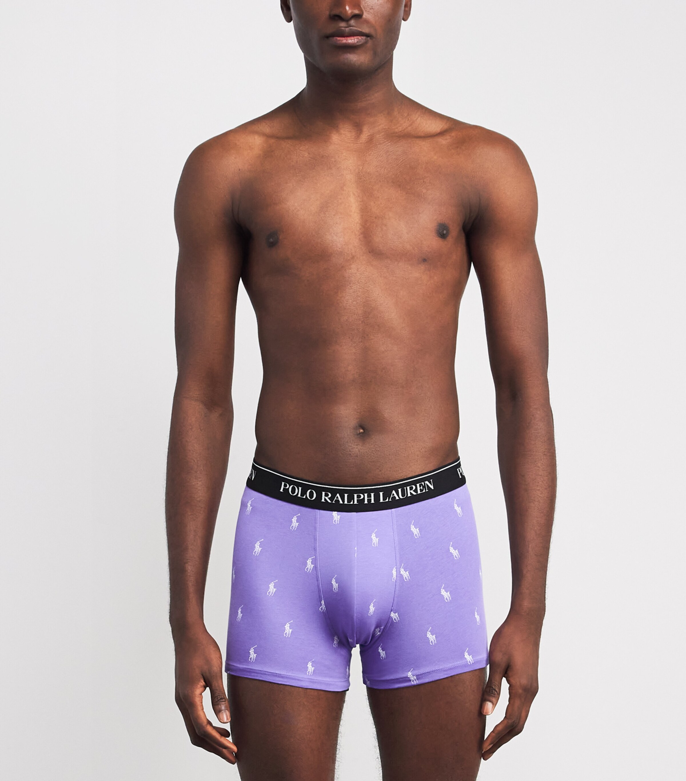 Stretch-Cotton Logo Trunks (Set Of 3) PRPL AOP/DES TAN/BLK Image 2
