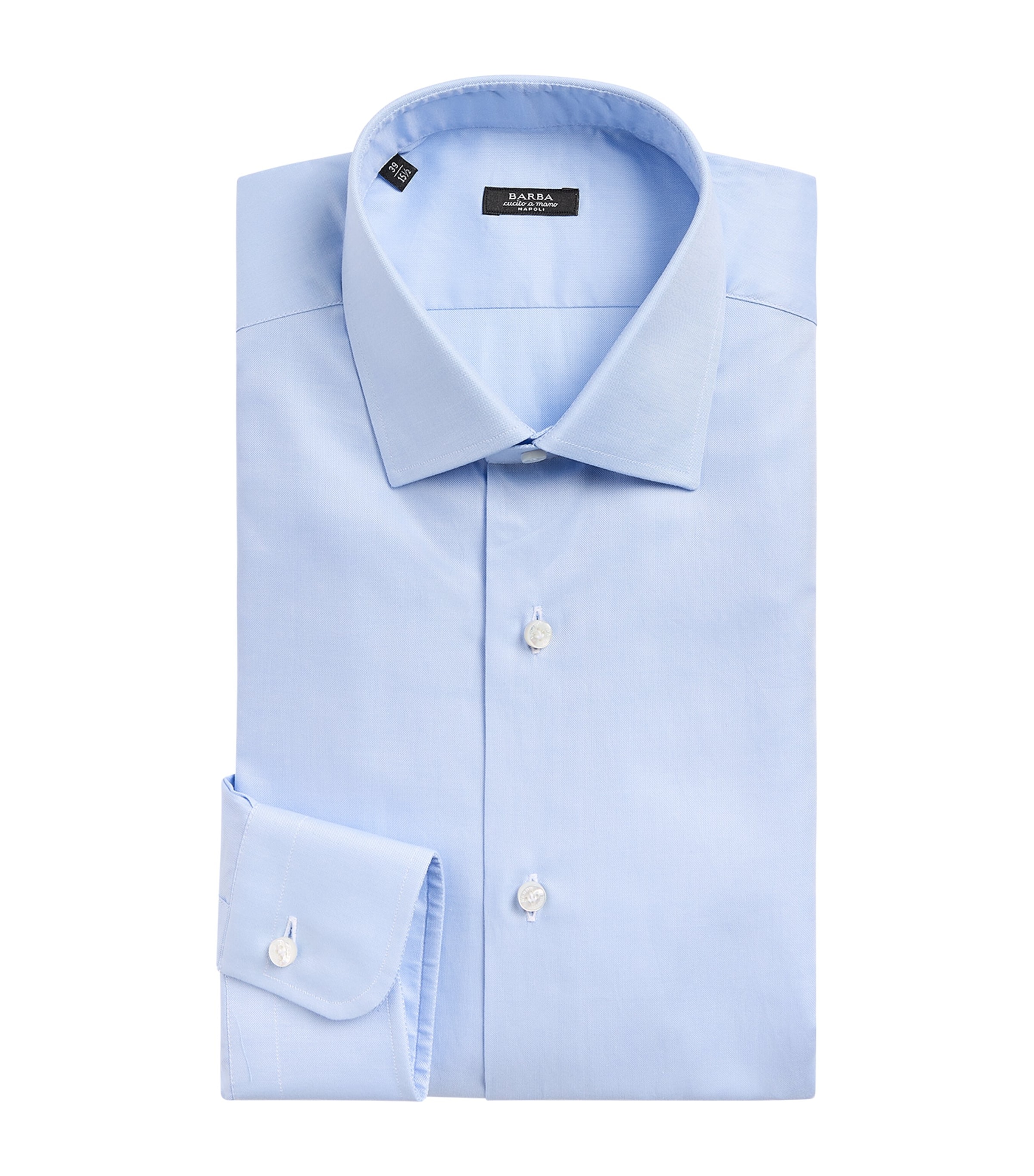 Barba Napoli Mens Cotton Poplin Slim Shirt Blue Image 1