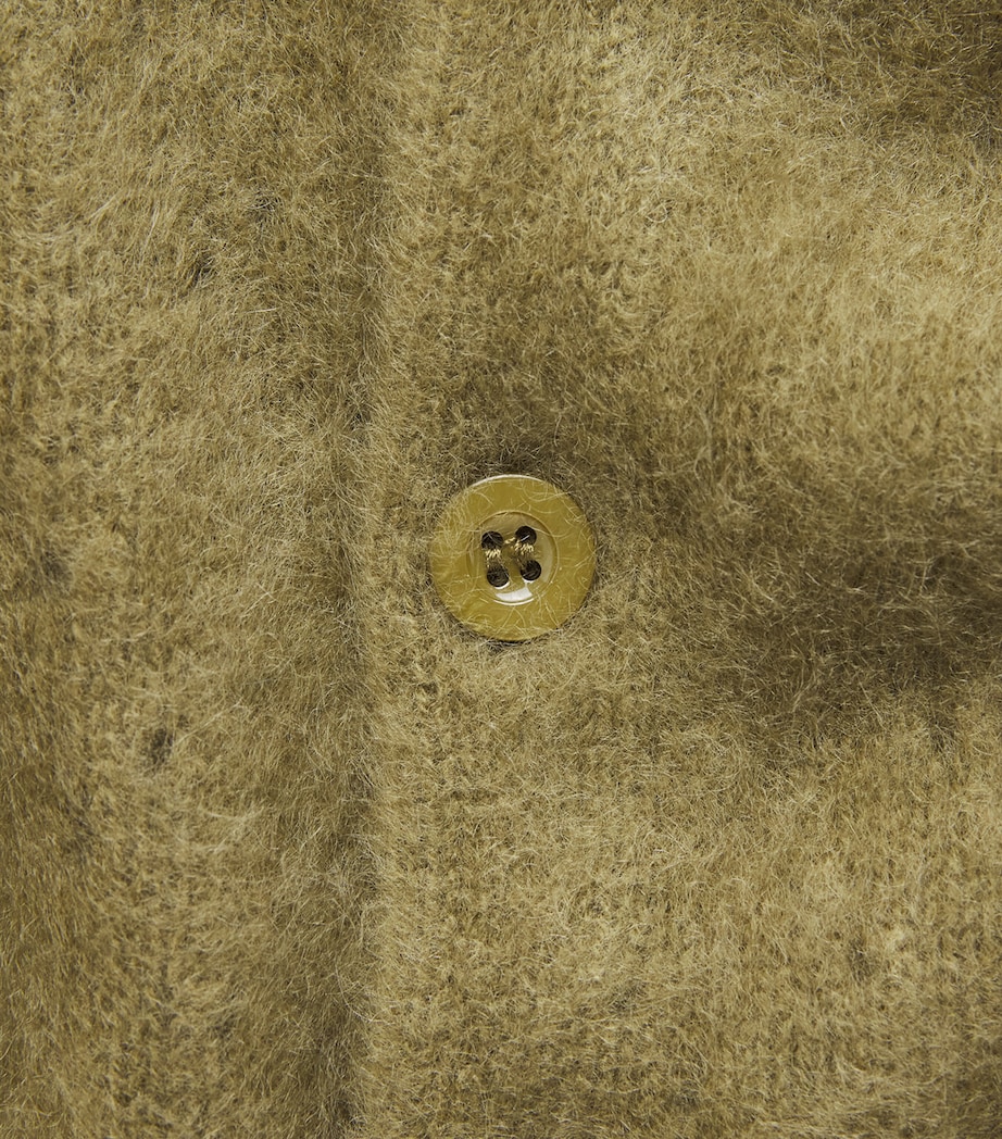 FRAME Womens Cashmere Short-Sleeve Cardigan Deep Olive Image 6