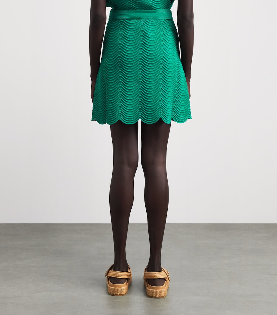 Sandro Paris Womens Knitted Mini Skirt Emeuraude Green Image 5