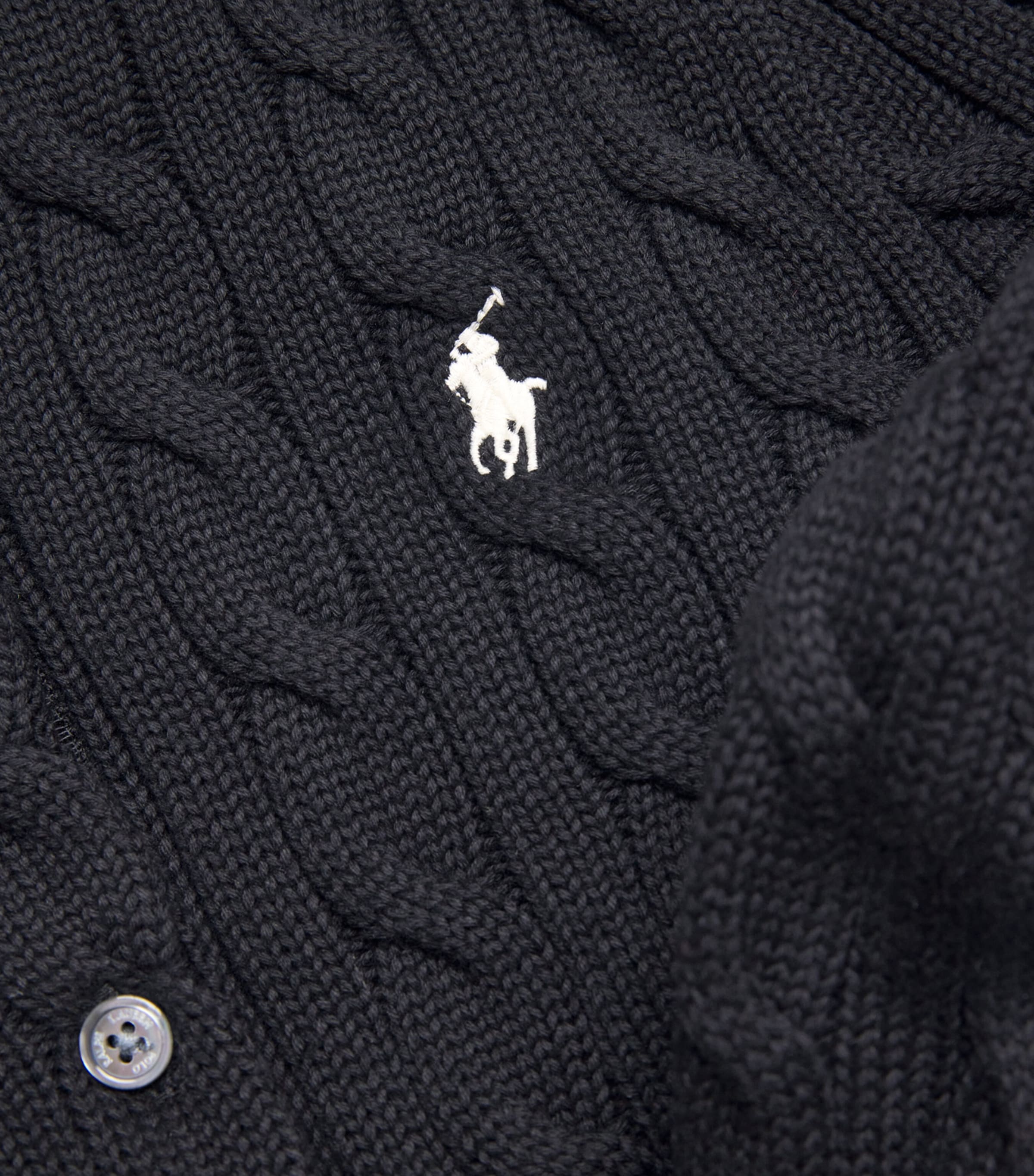 Cotton Cable-Knit Cardigan POLO BLACK Image 5