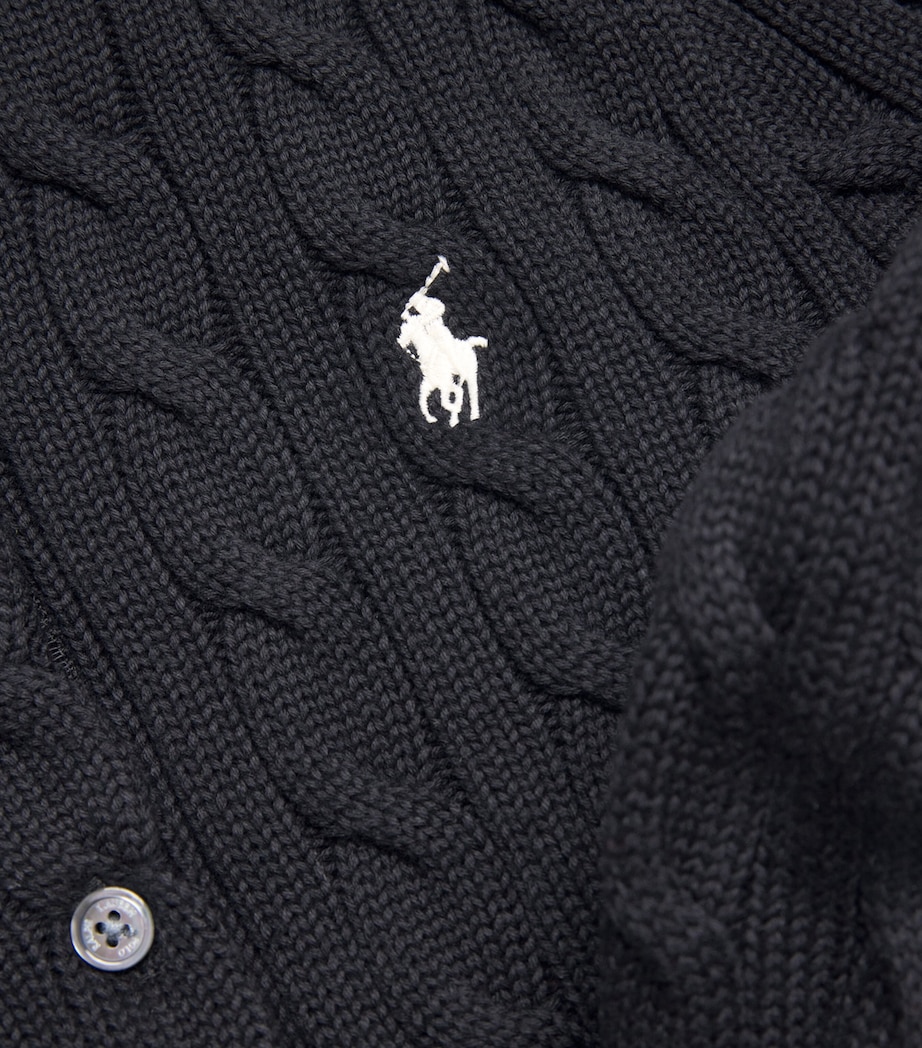 Cotton Cable-Knit Cardigan POLO BLACK Image 5