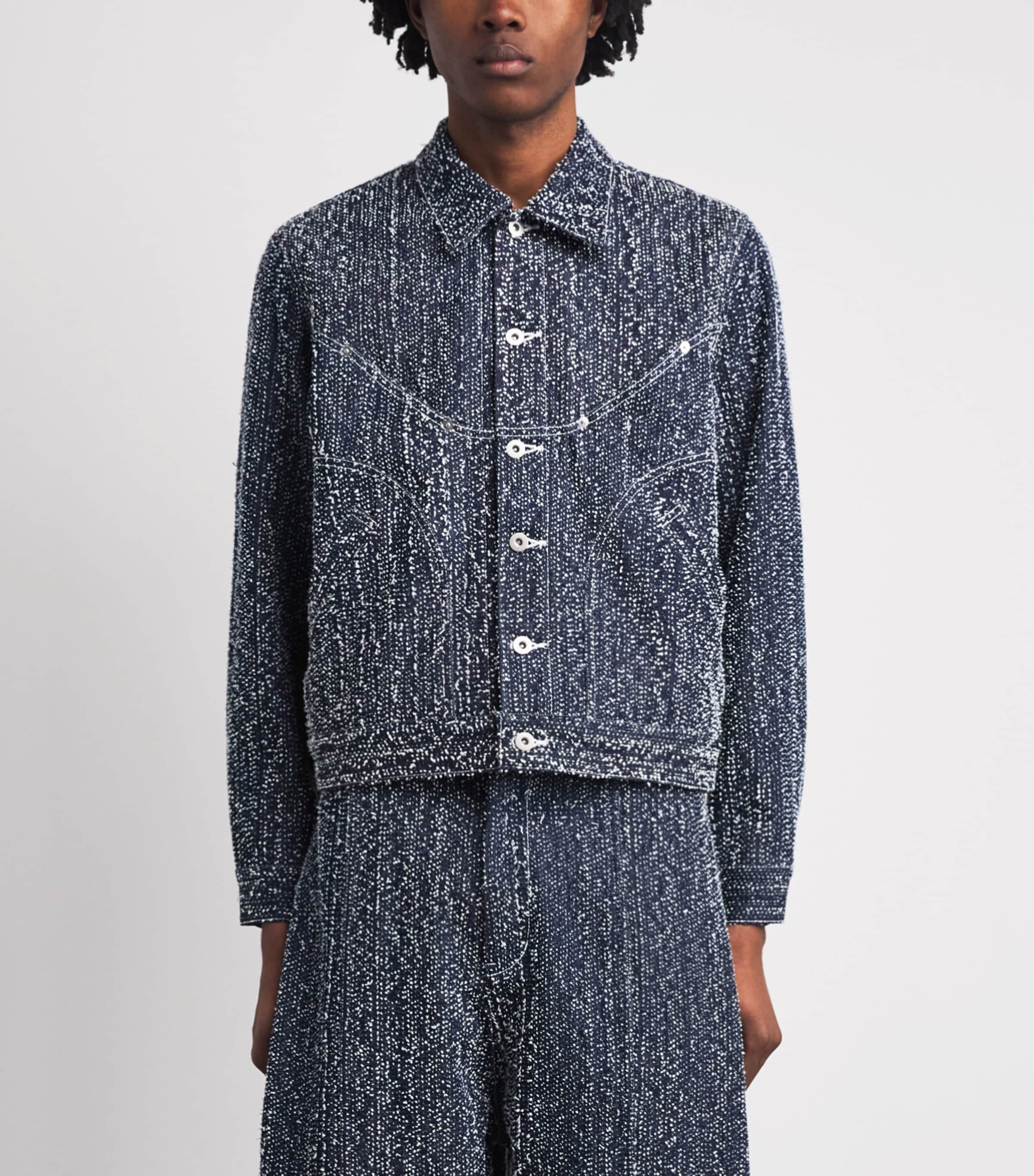 Sage Nation Mens Speckled Jiji Denim Jacket Snow Nep Image 4