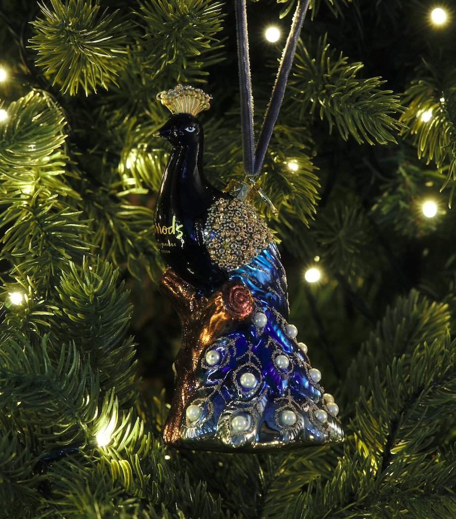Harrods Glass Peacock Tree Decoration Image 3