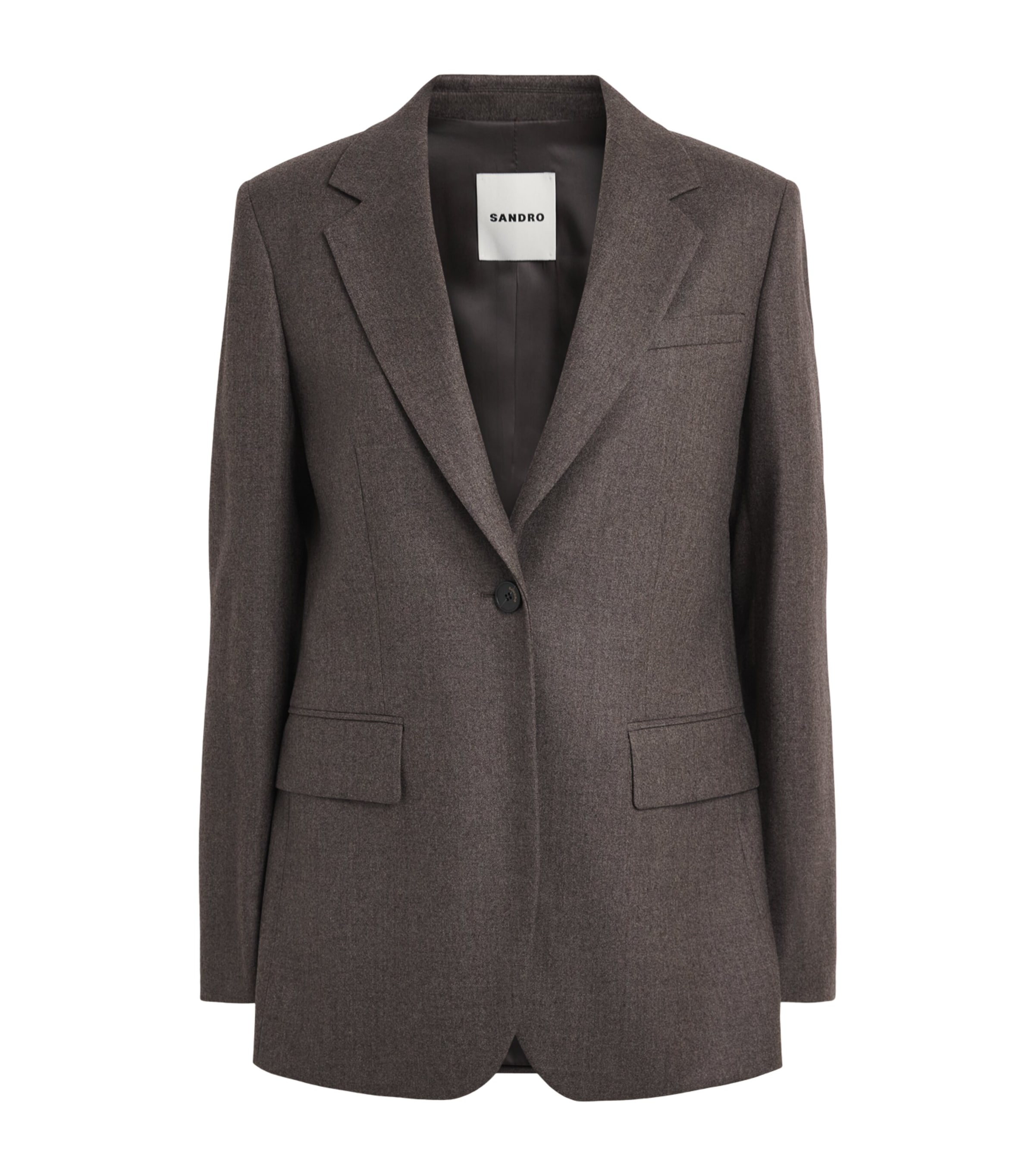 Sandro Paris Womens Wool Single-Breasted Blazer Greige Image 1