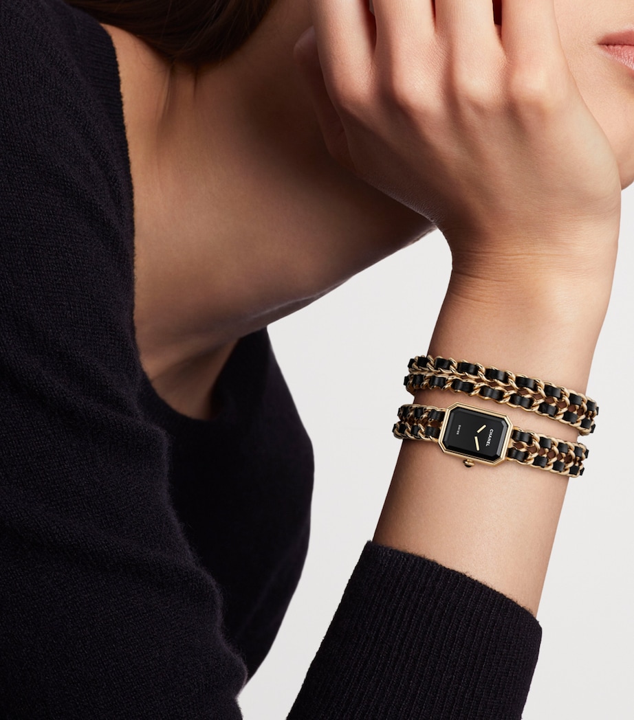 Yellow Gold-Plated Première Iconic Chain Double Row Watch 19.7mm BLACK Image 2