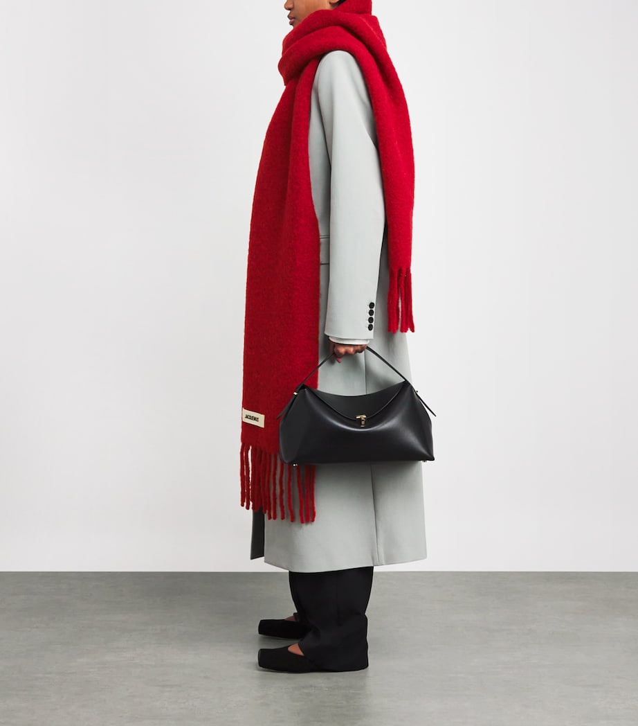 Mohair-Wool-Blend Carro Scarf 480 DARK RED Image 4